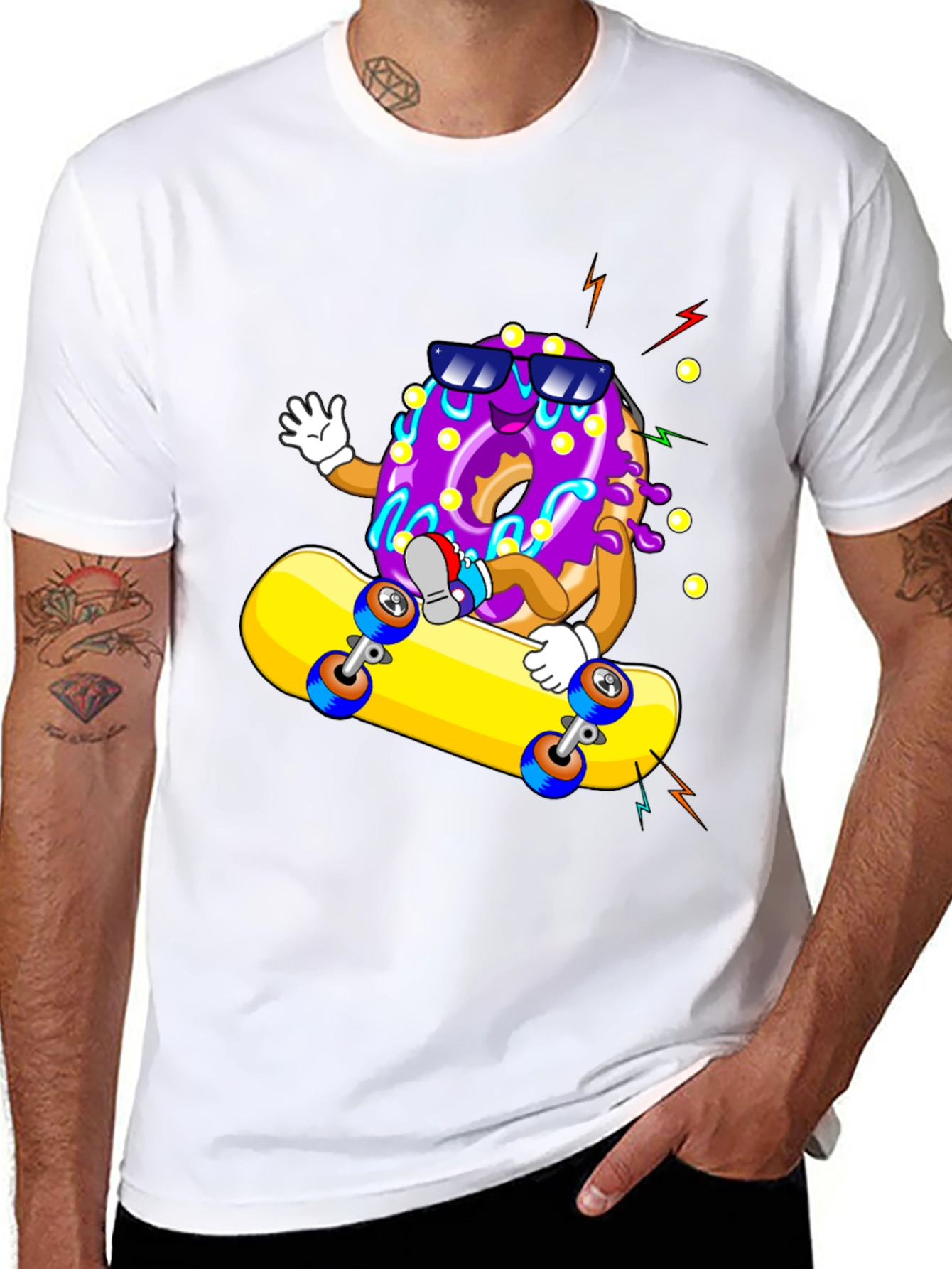 Donut Skateboarder Graphic T-Shirt - Black