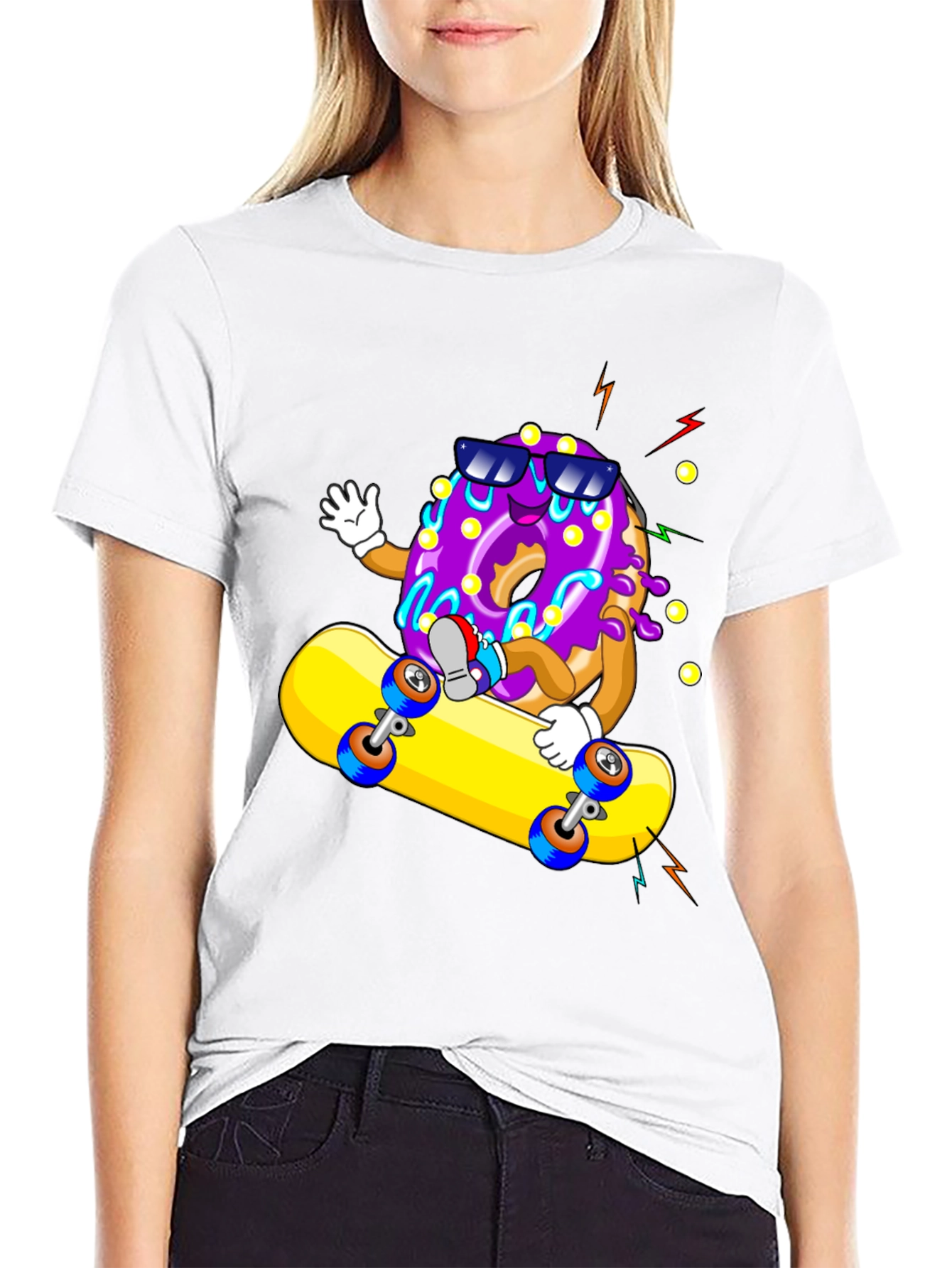 Donut Skateboarder Graphic T-Shirt - Black