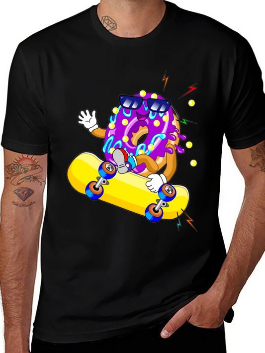 Donut Skateboarder Graphic T-Shirt - Black