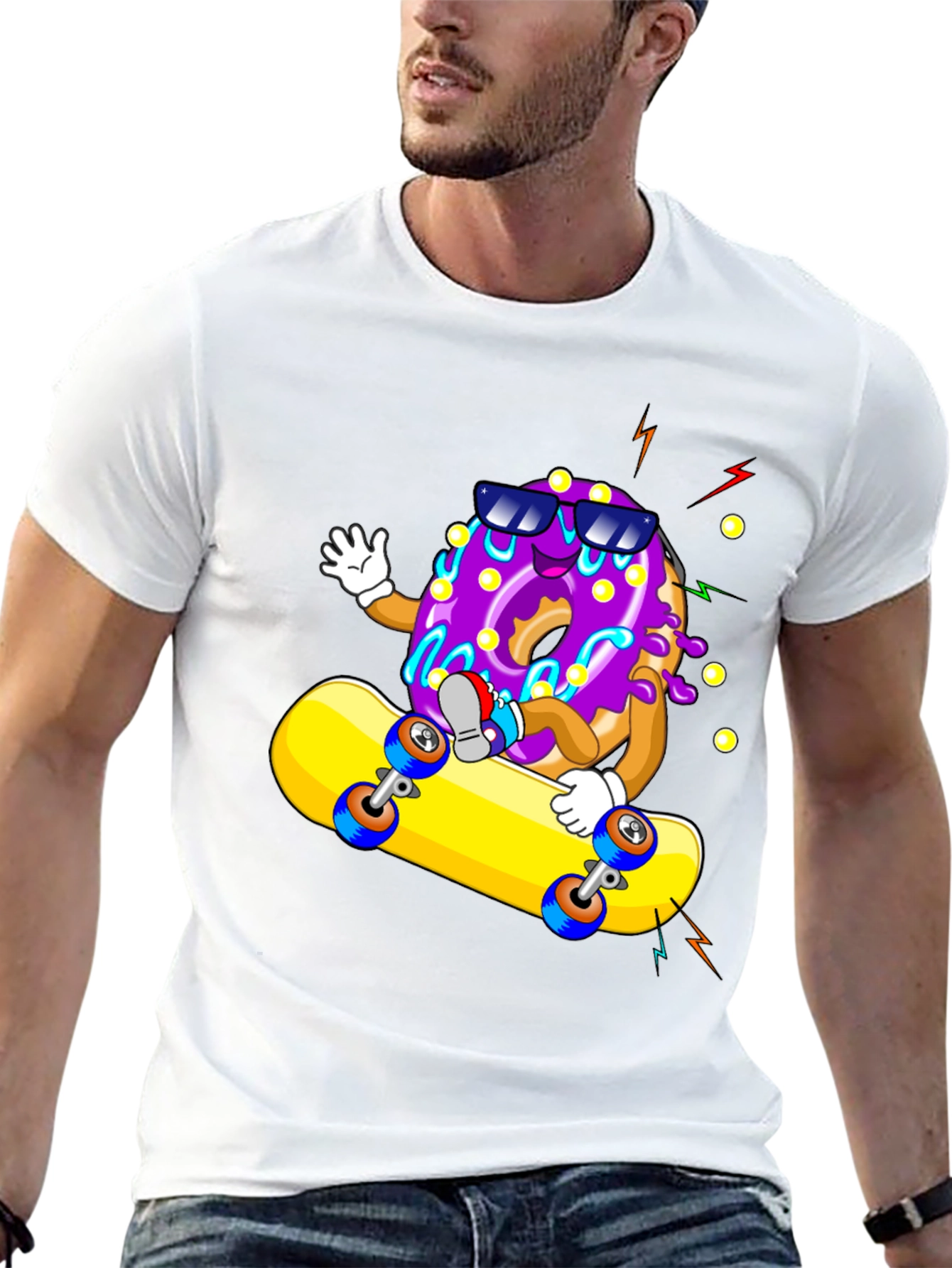 Donut Skateboarder Graphic T-Shirt - Black