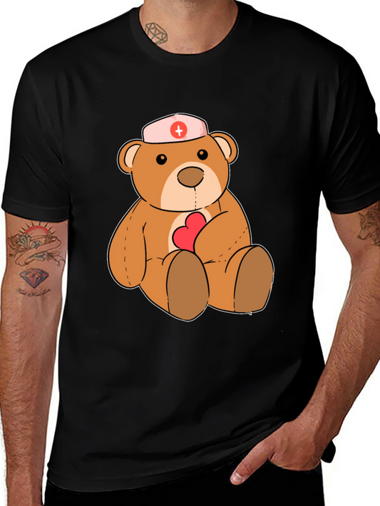 Cute Nurse Teddy Bear Graphic T-Shirt - Soft Cotton Blend