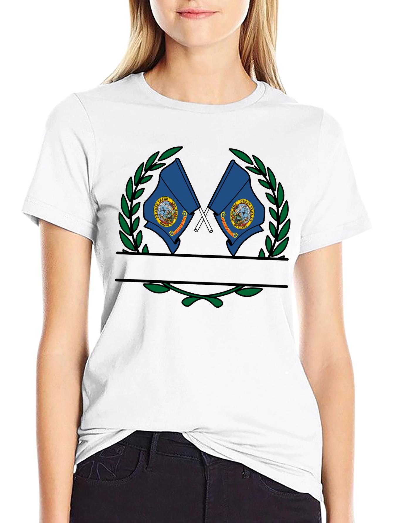 Idaho State Flag Crest Black T-Shirt