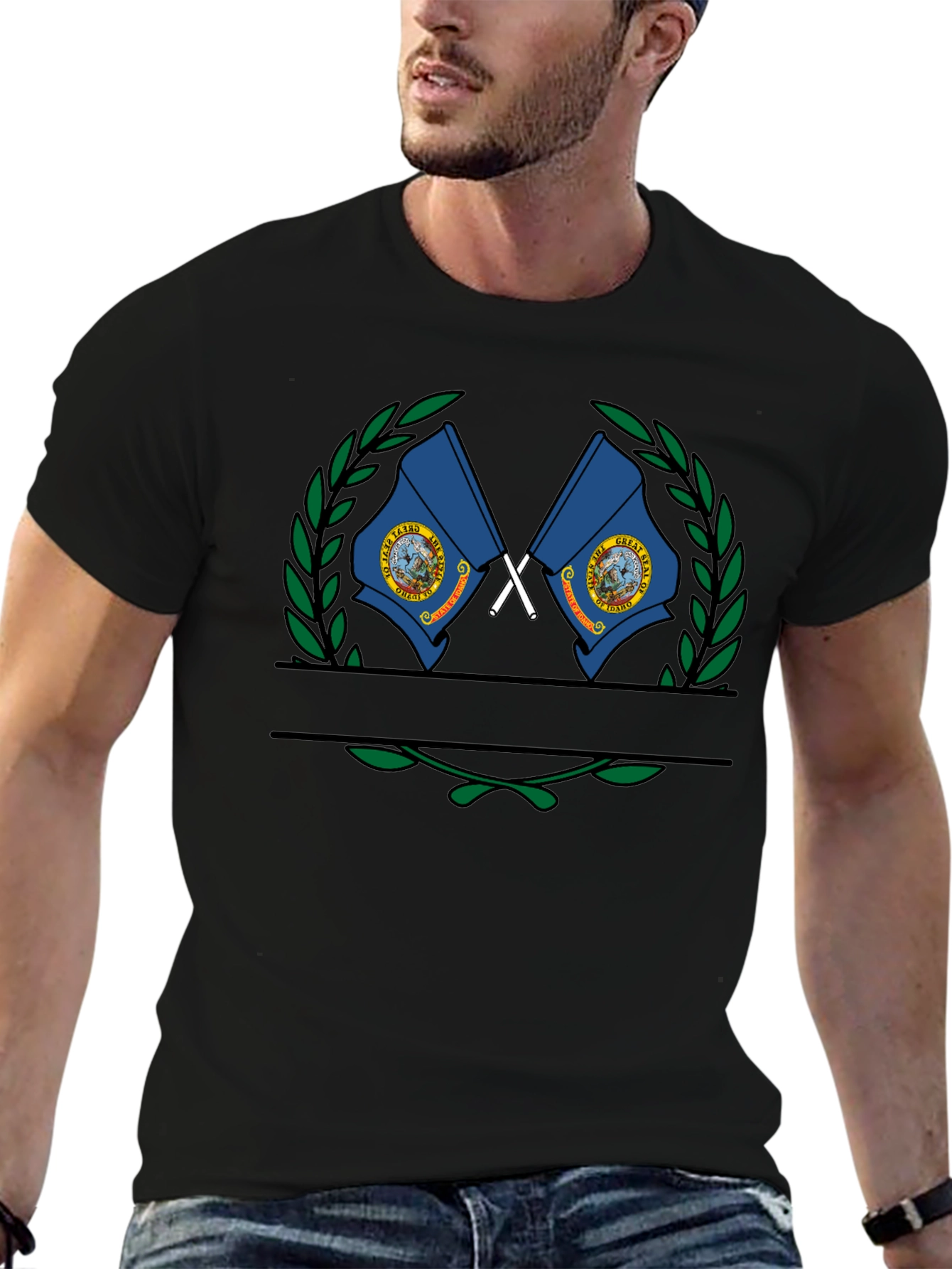 Idaho State Flag Crest Black T-Shirt
