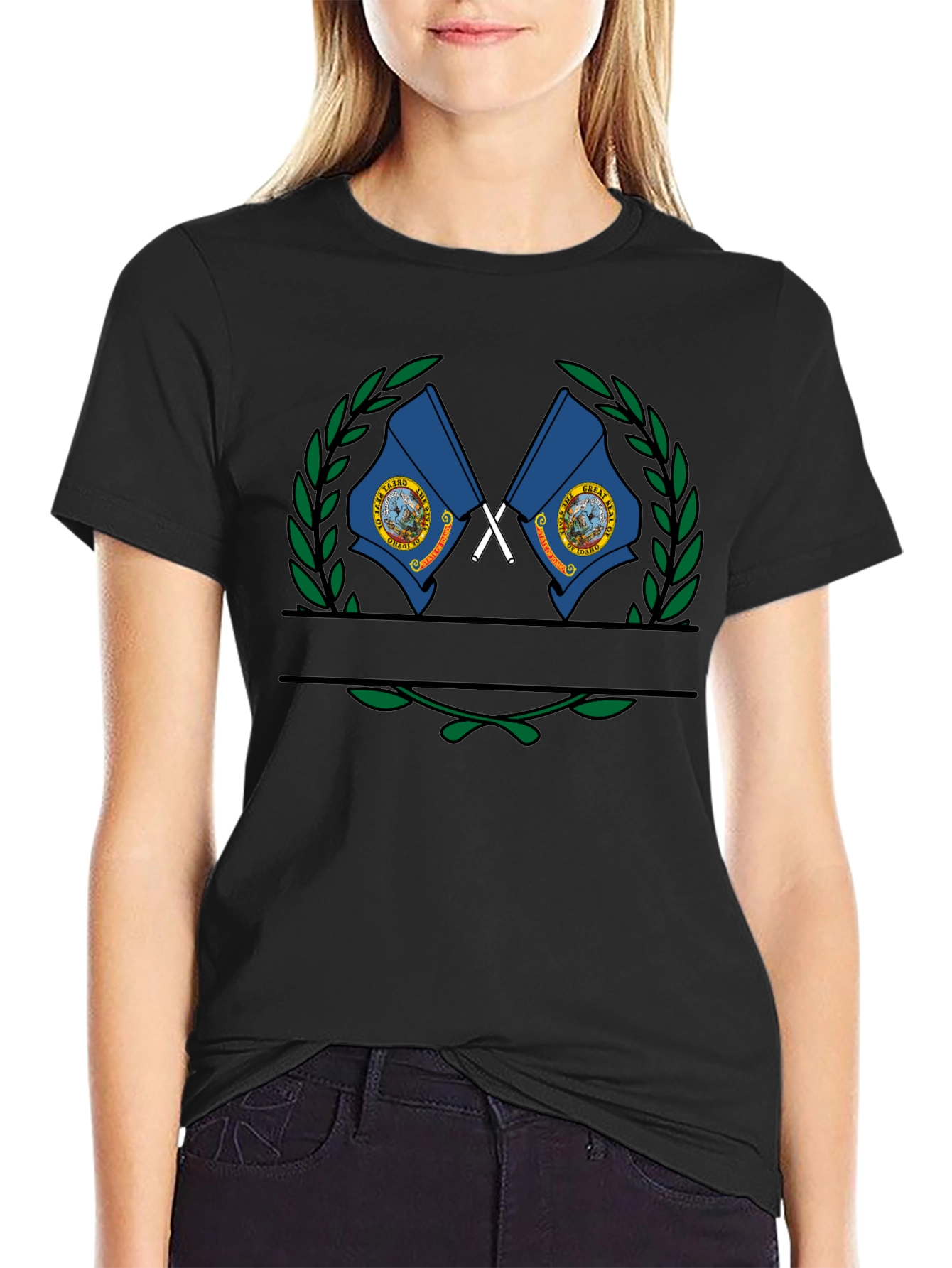 Idaho State Flag Crest Black T-Shirt