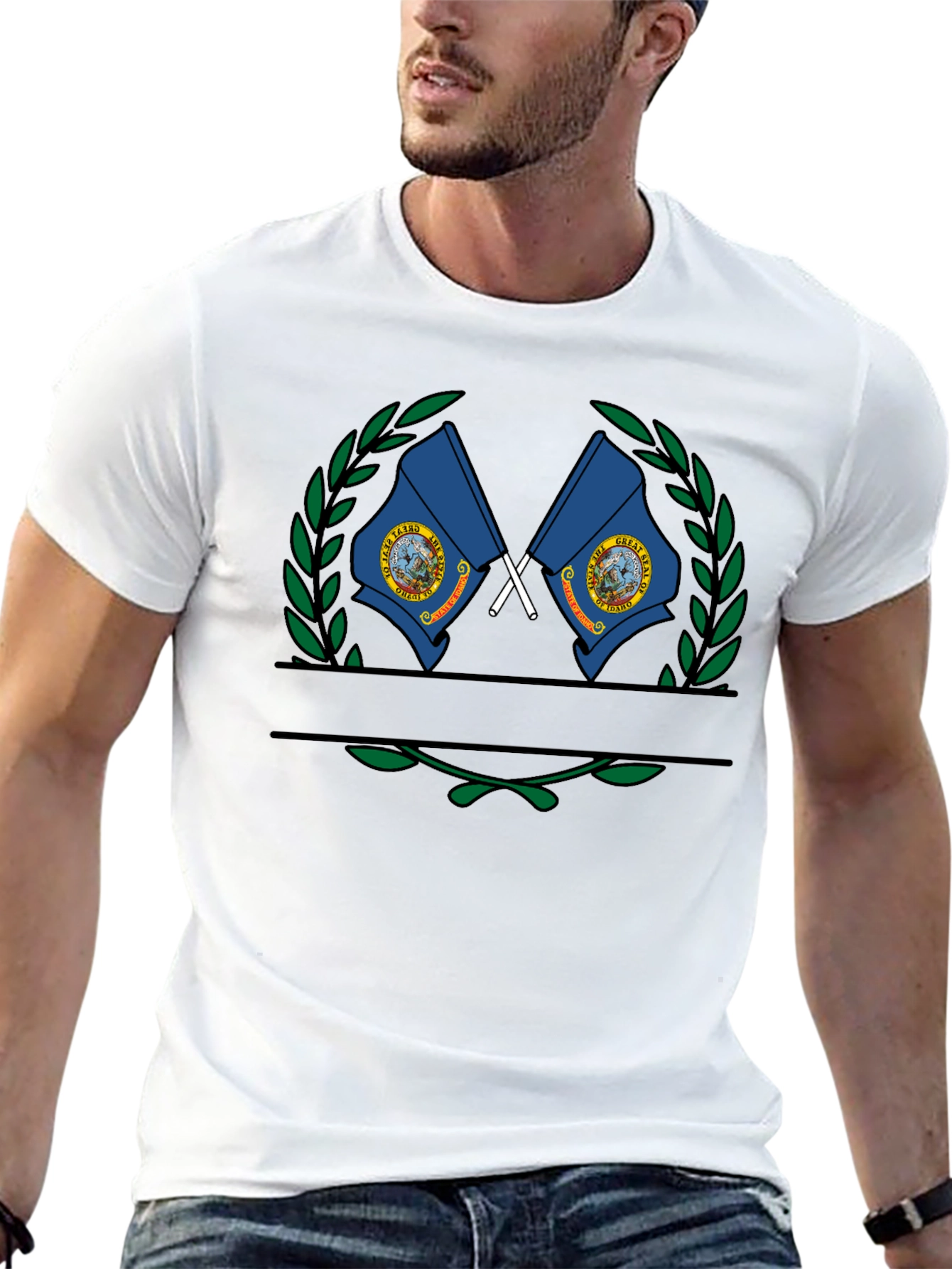 Idaho State Flag Crest Black T-Shirt
