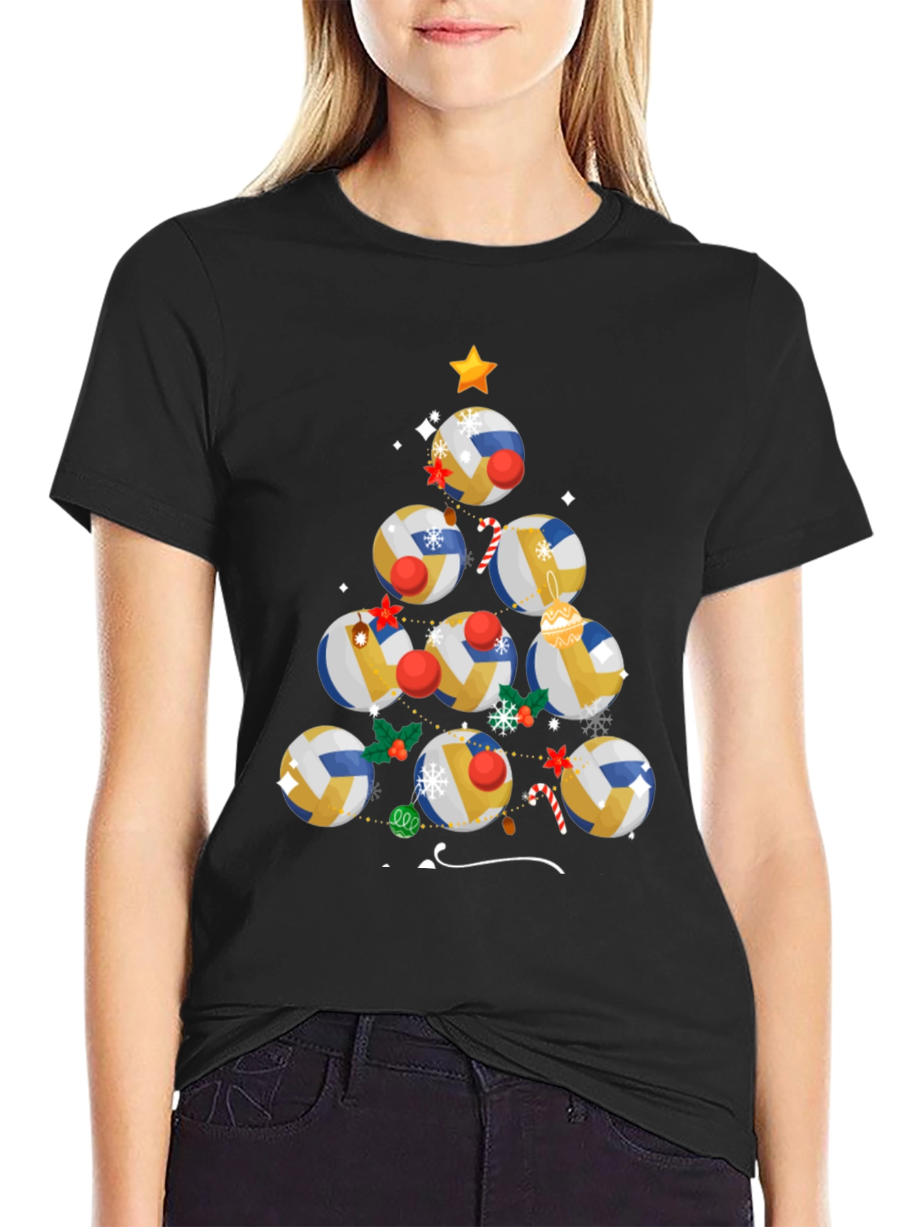 Volleyball Christmas Tree T-Shirt