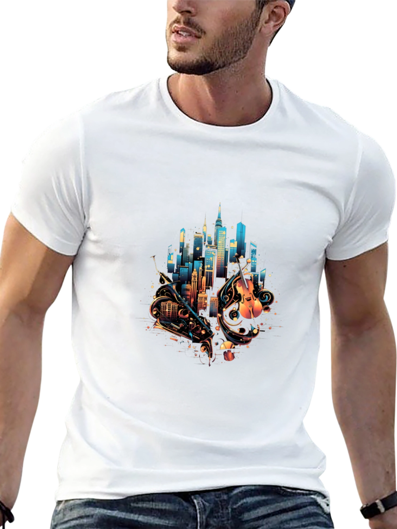 City Music Graphic Tee - Black Cotton Blend