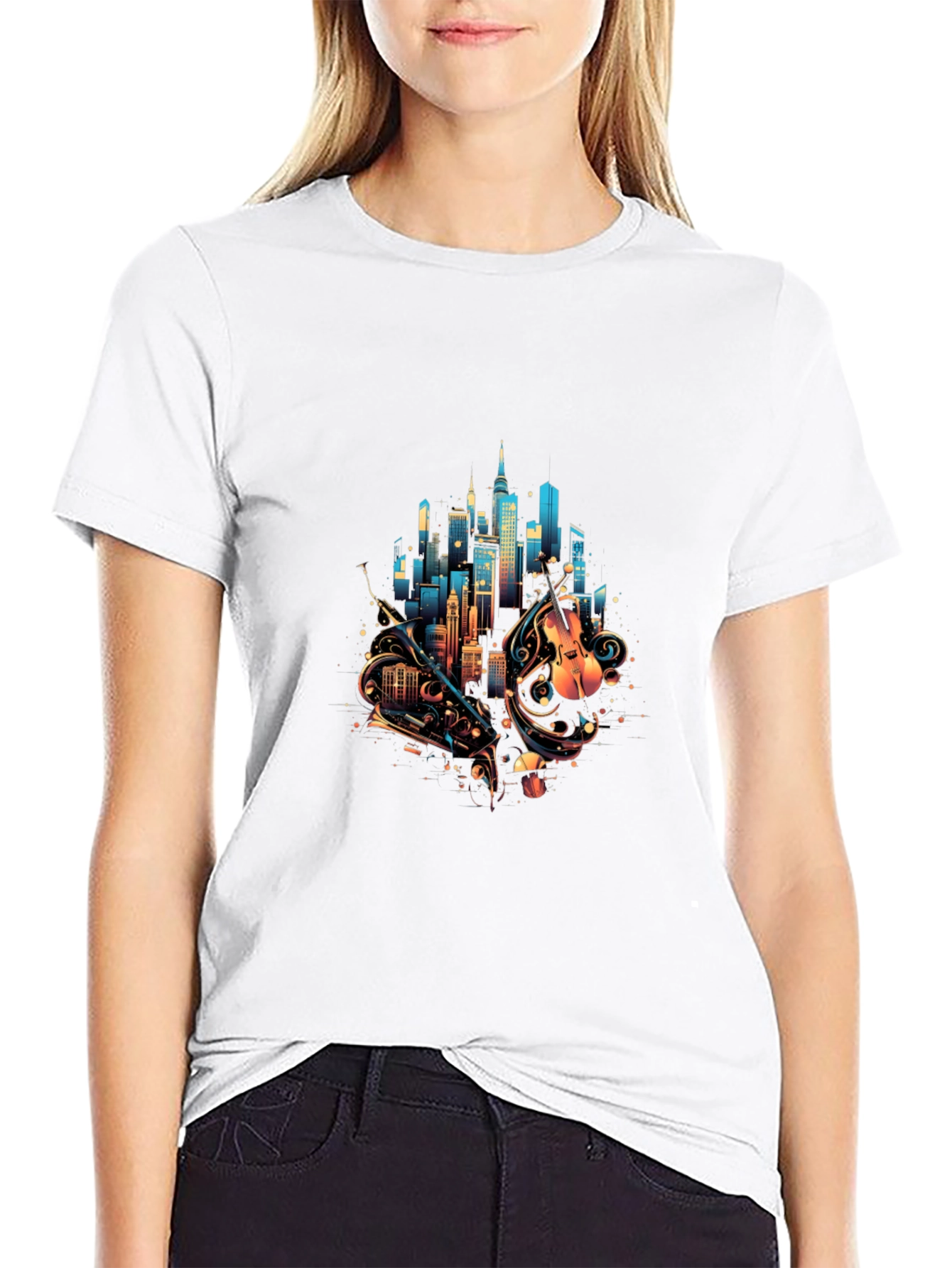 City Music Graphic Tee - Black Cotton Blend