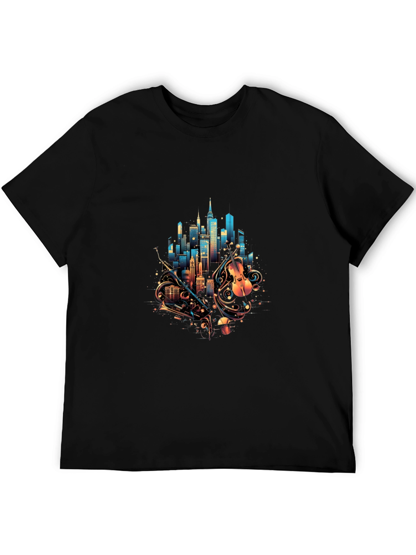 City Music Graphic Tee - Black Cotton Blend