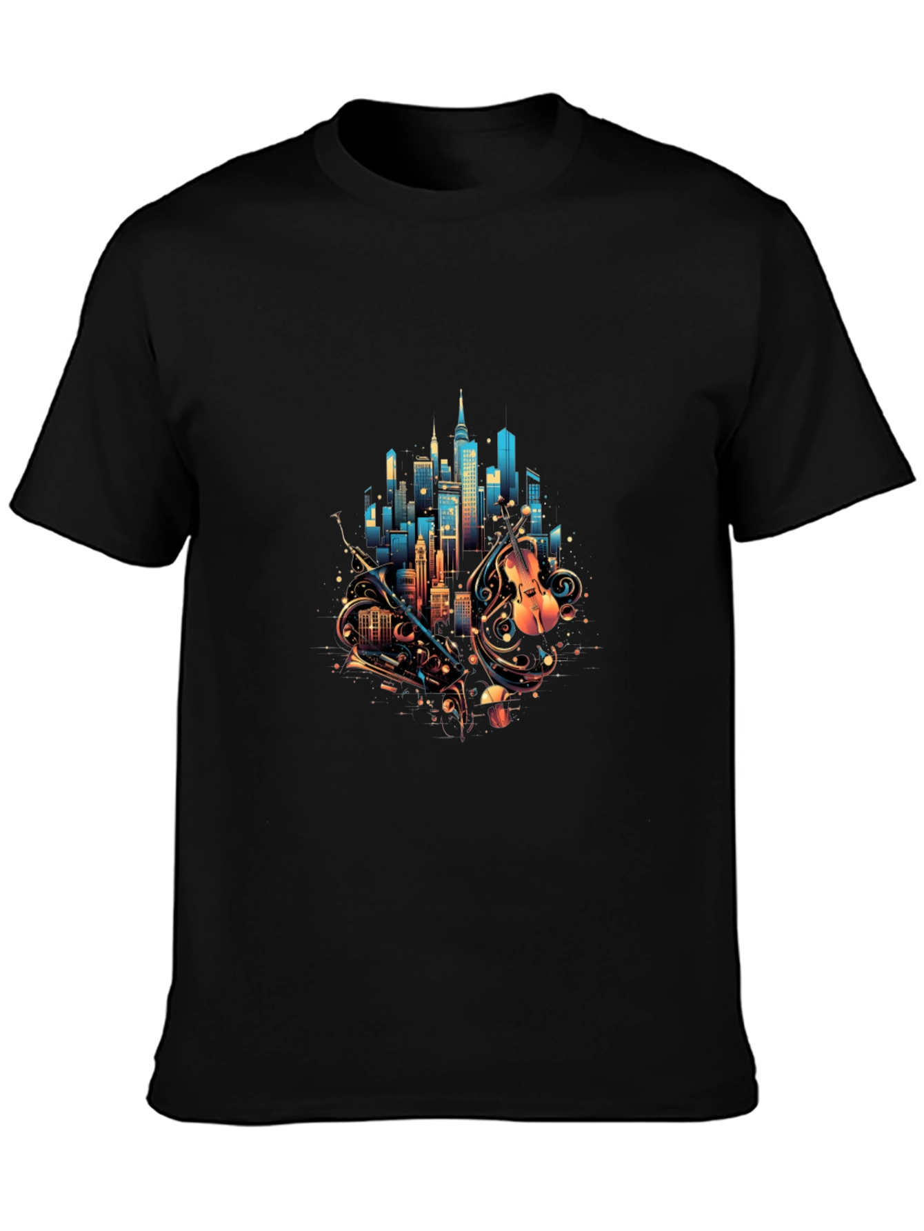 City Music Graphic Tee - Black Cotton Blend