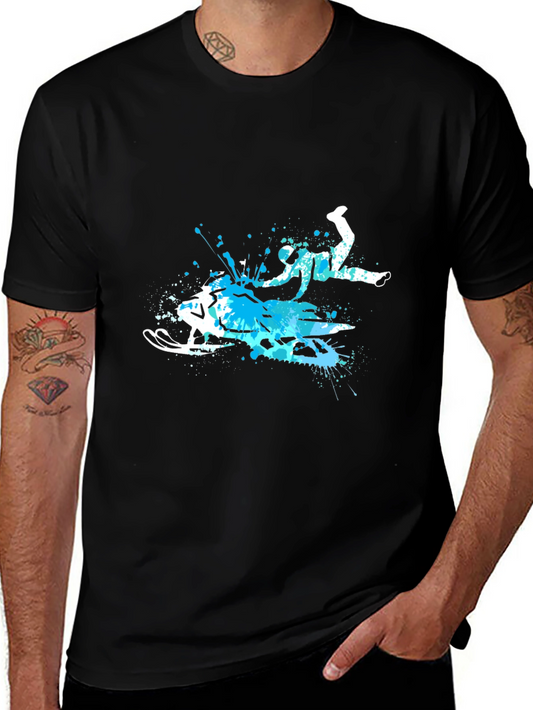 Snowmobile Splash Art Graphic Tee - Cool Sport T-Shirt