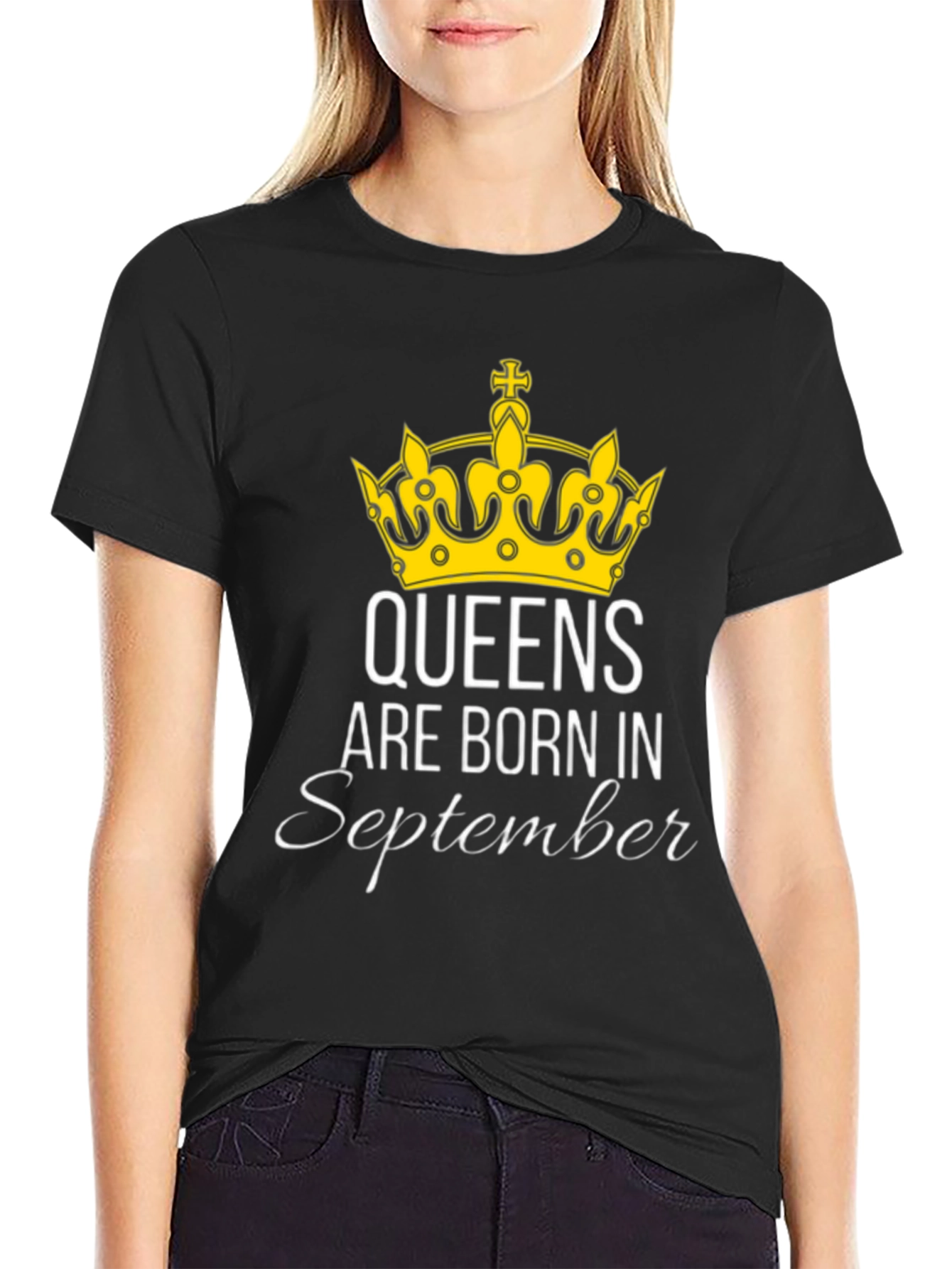 Queens Are Born in September Black T-Shirt