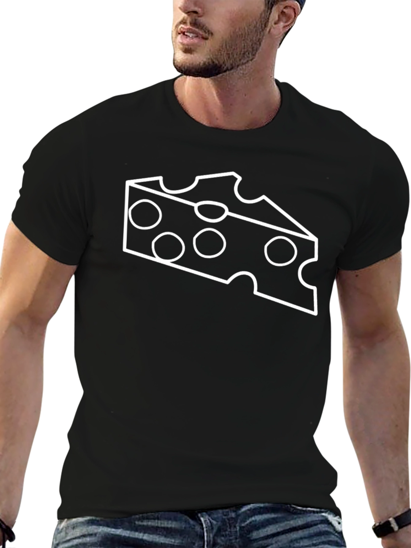 Funny Cheese Graphic Tee - Swiss Cheese Design