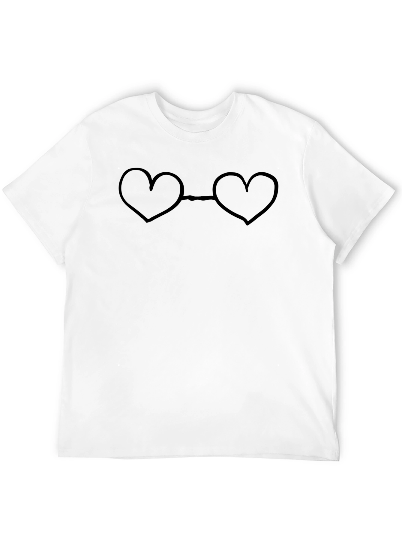 Heart Glasses Graphic Tee - Casual Black T-Shirt