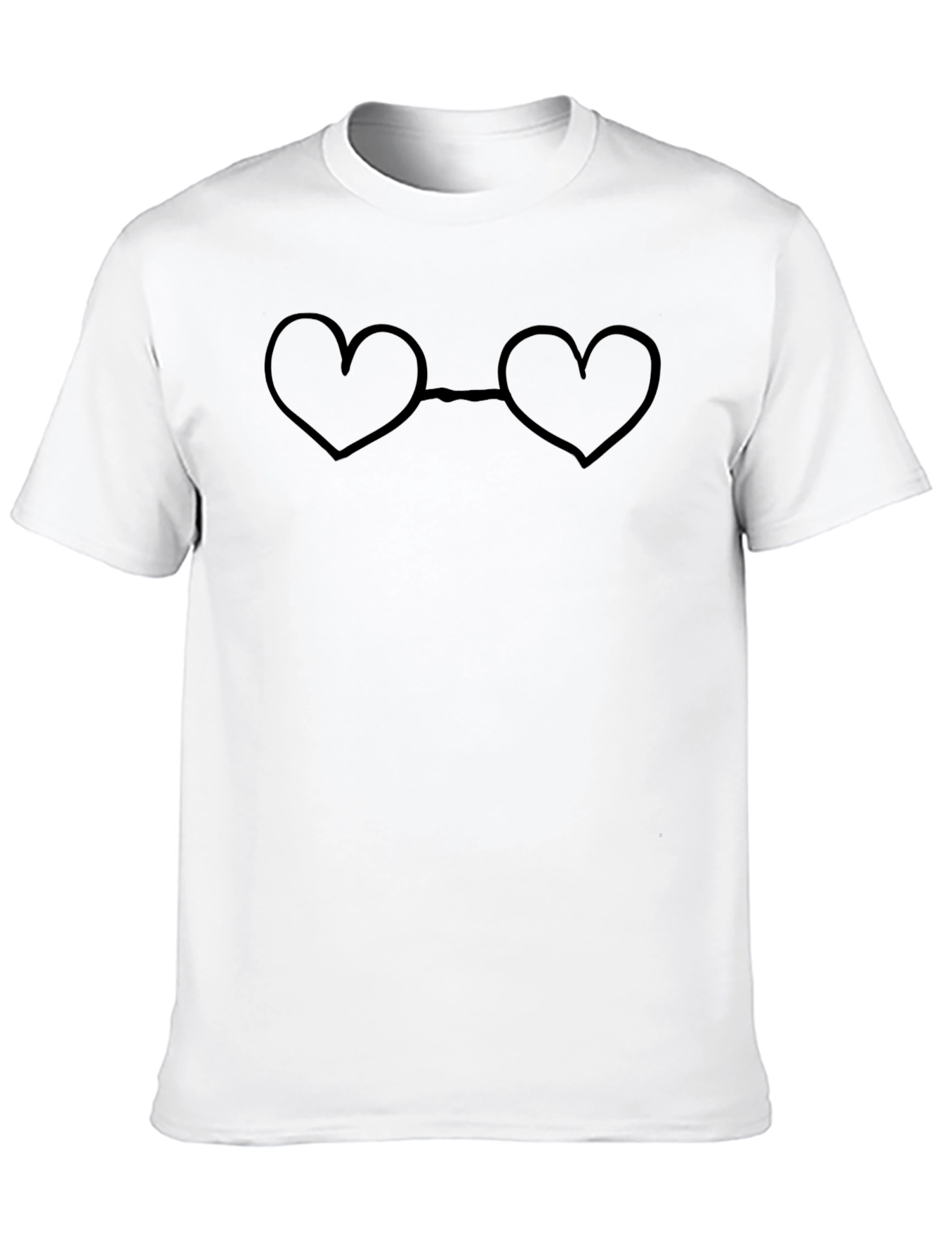 Heart Glasses Graphic Tee - Casual Black T-Shirt