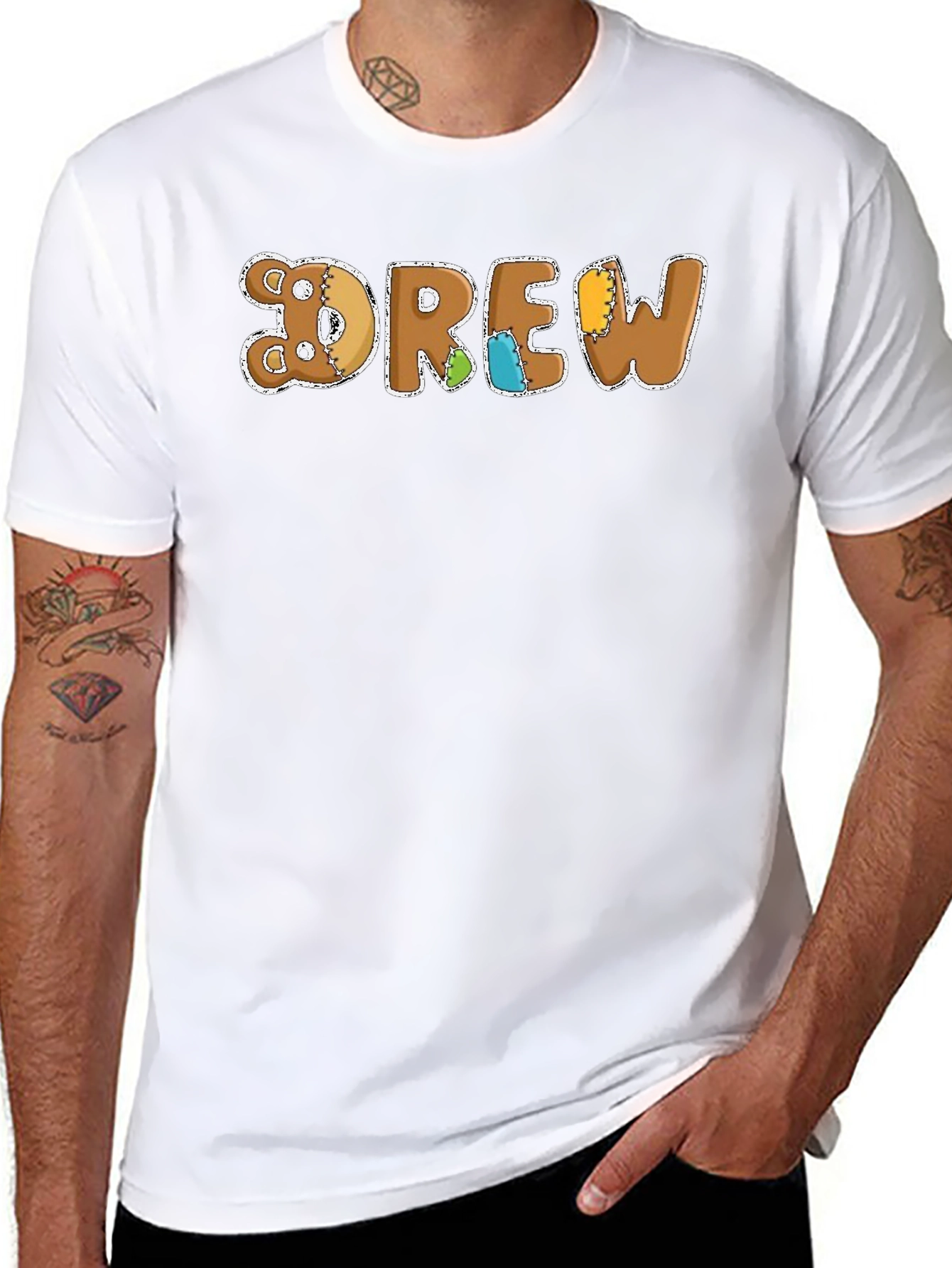 DREW Teddy Bear Patchwork Style Black T-Shirt