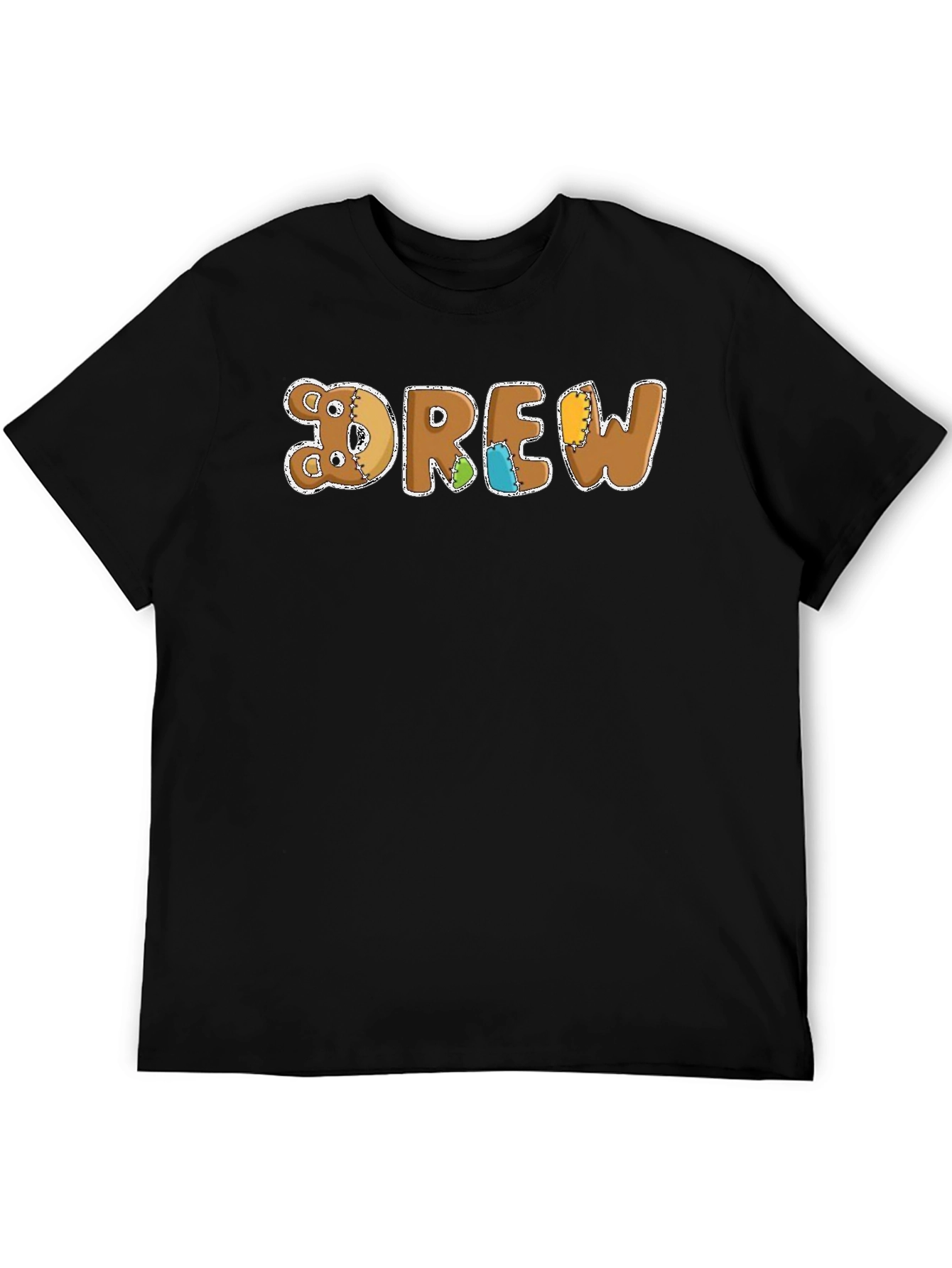 DREW Teddy Bear Patchwork Style Black T-Shirt