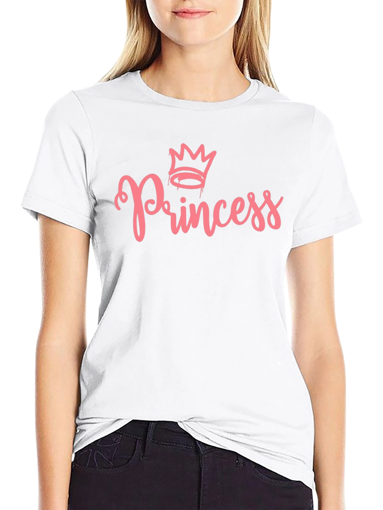 Princess Crown Graphic T-Shirt - Black Cotton Tee