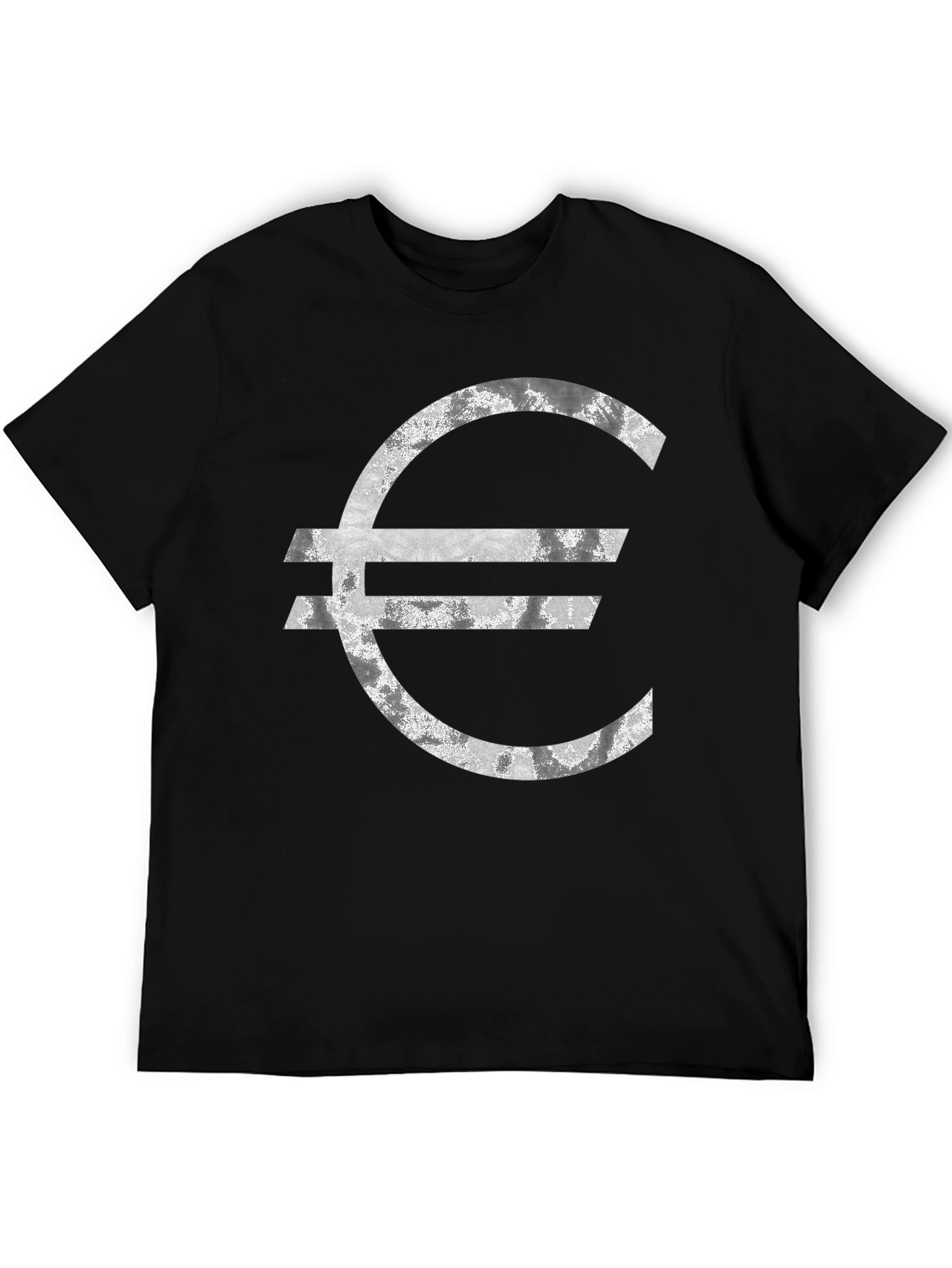 Euro Symbol Graphic Tee - Distressed Look T-Shirt