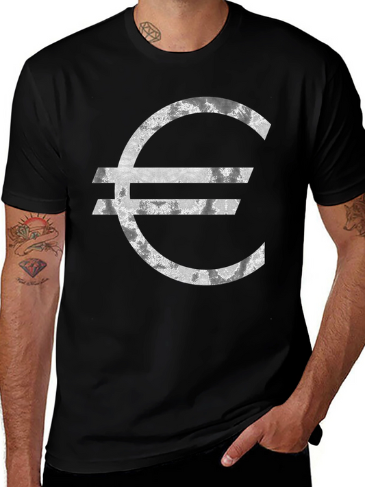 Euro Symbol Graphic Tee - Distressed Look T-Shirt