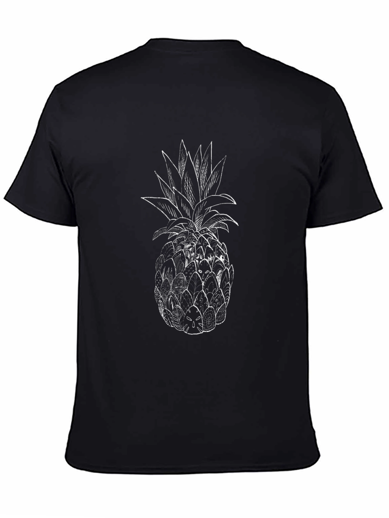 Pineapple Graphic Print Black T-Shirt