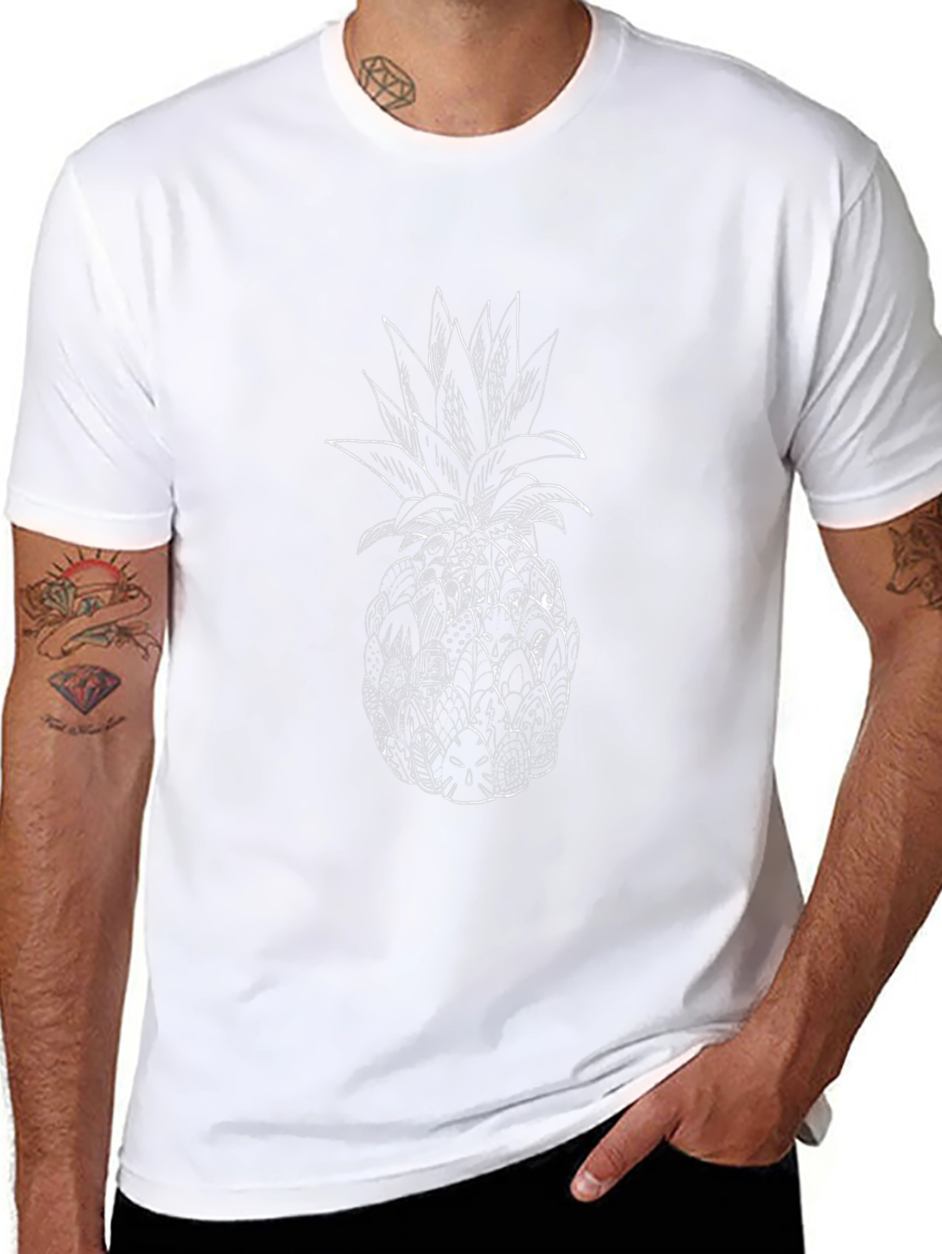 Pineapple Graphic Print Black T-Shirt