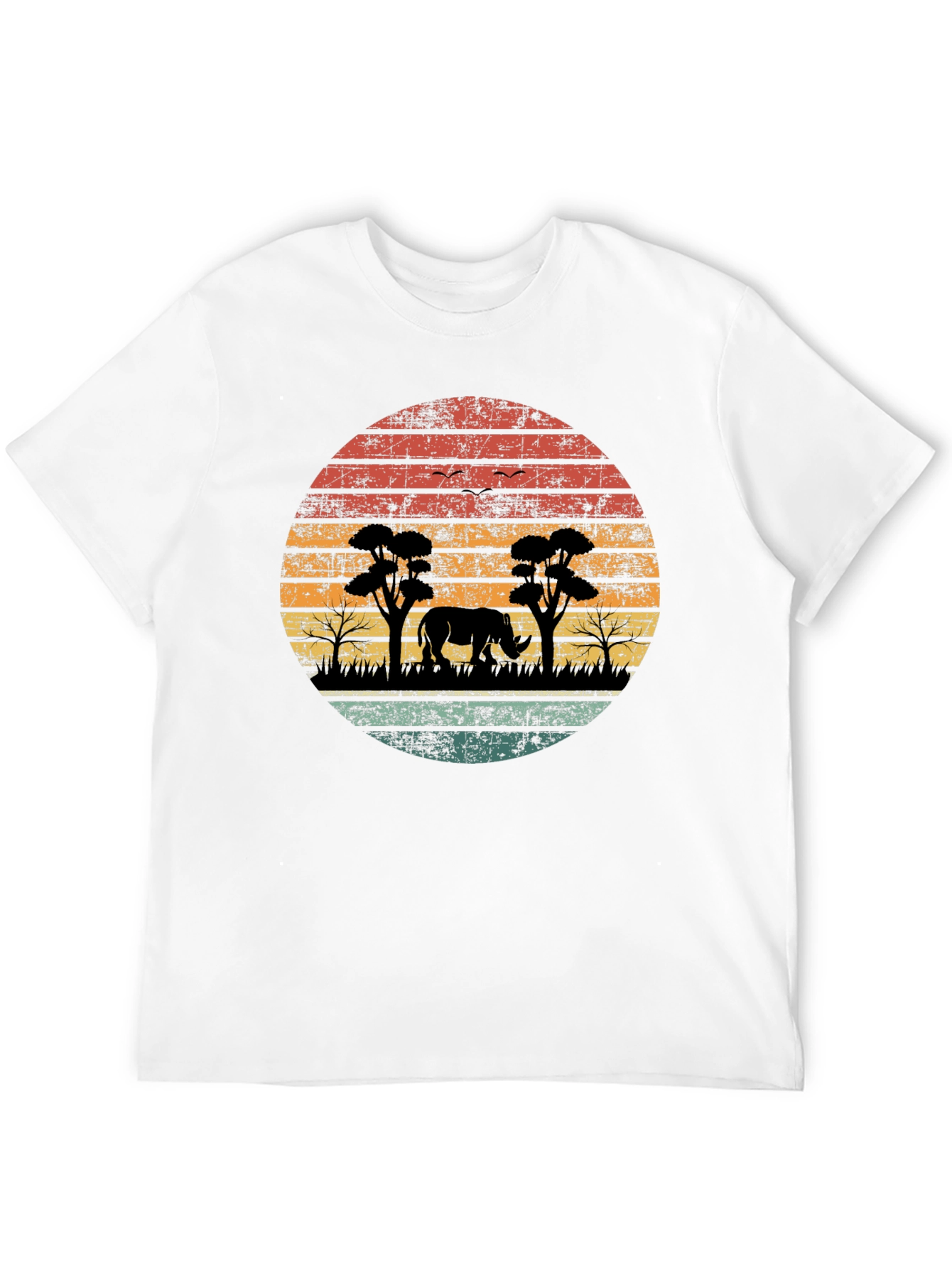 Retro African Safari Rhino T-Shirt