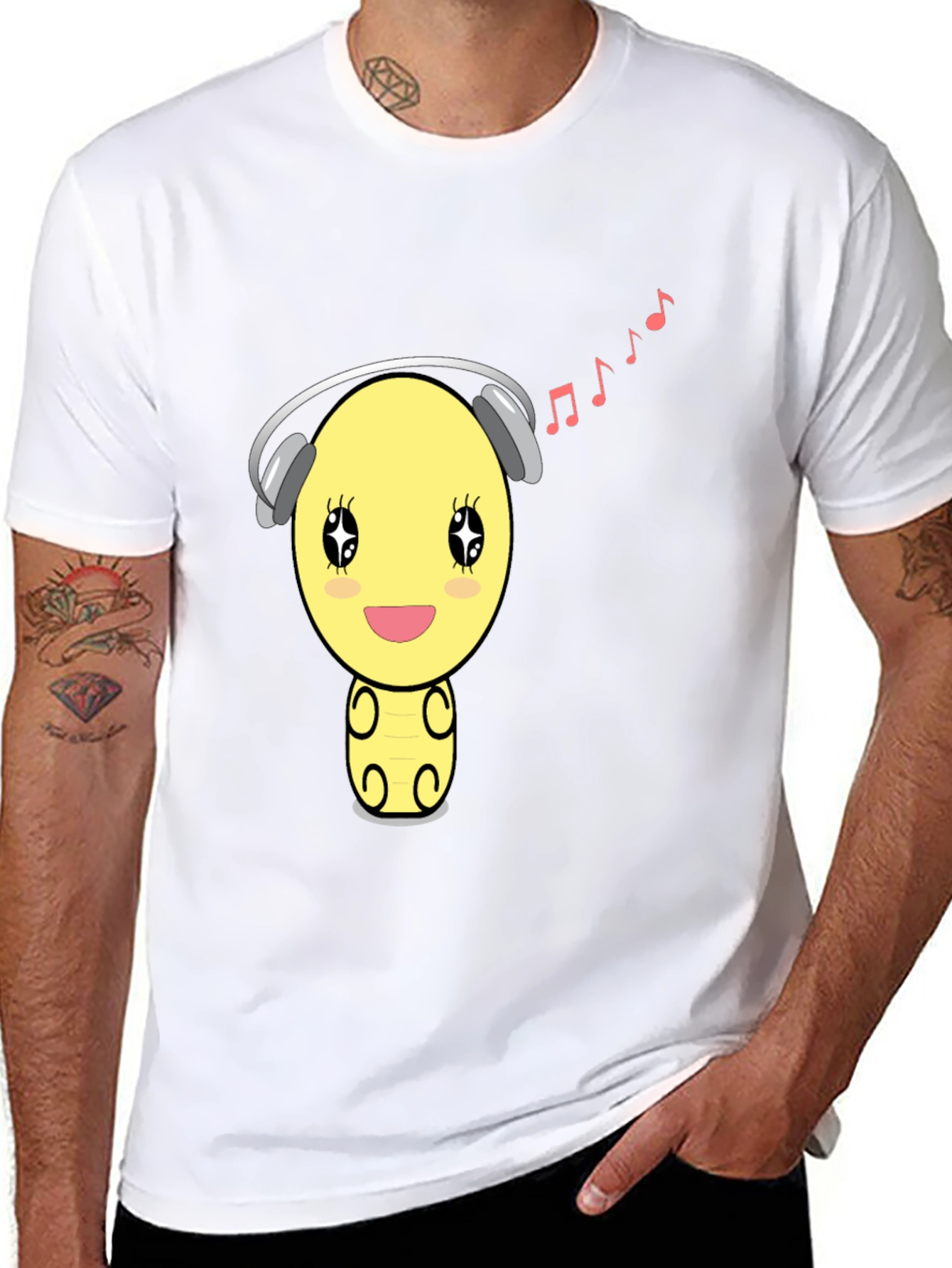 Cartoon Emoji Music Lover T-Shirt
