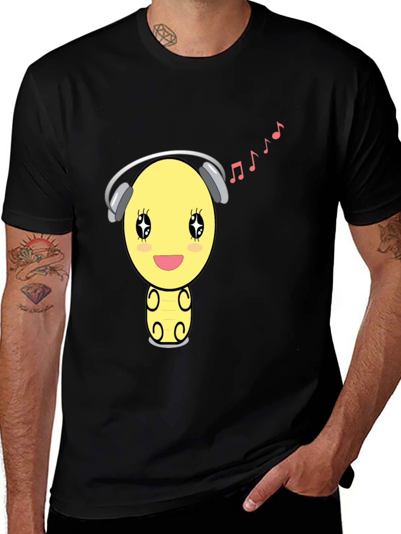 Cartoon Emoji Music Lover T-Shirt