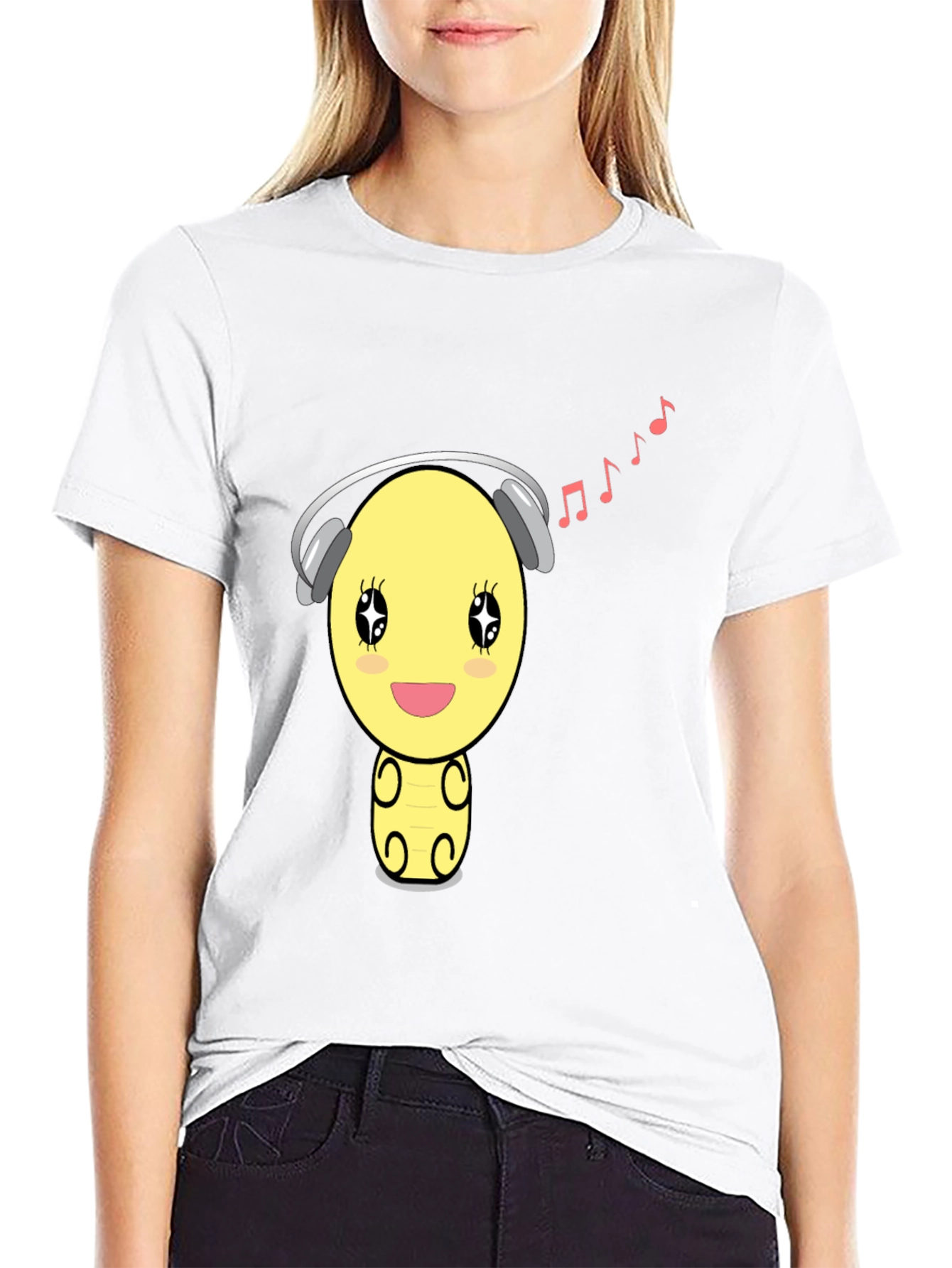 Cartoon Emoji Music Lover T-Shirt