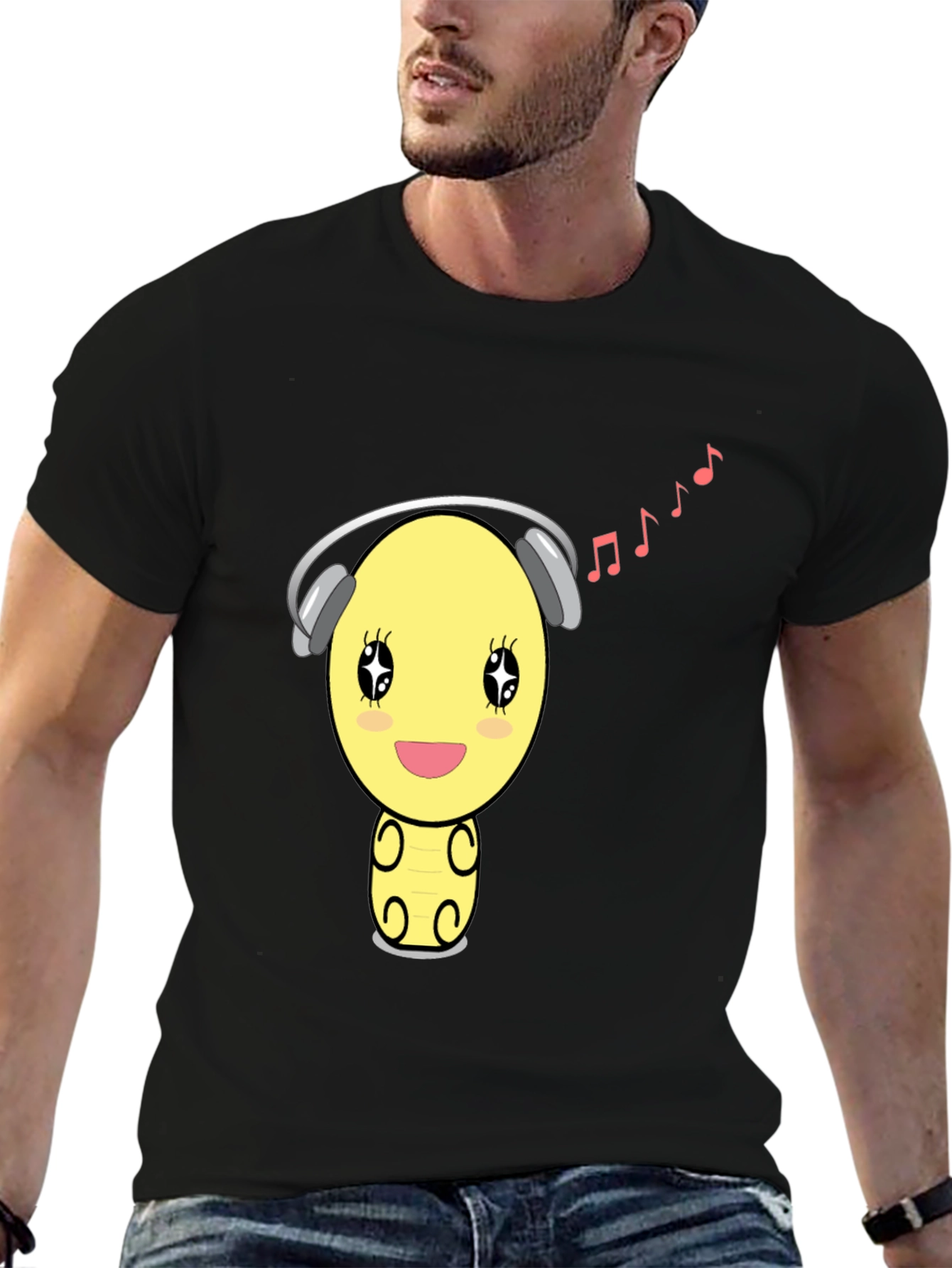 Cartoon Emoji Music Lover T-Shirt