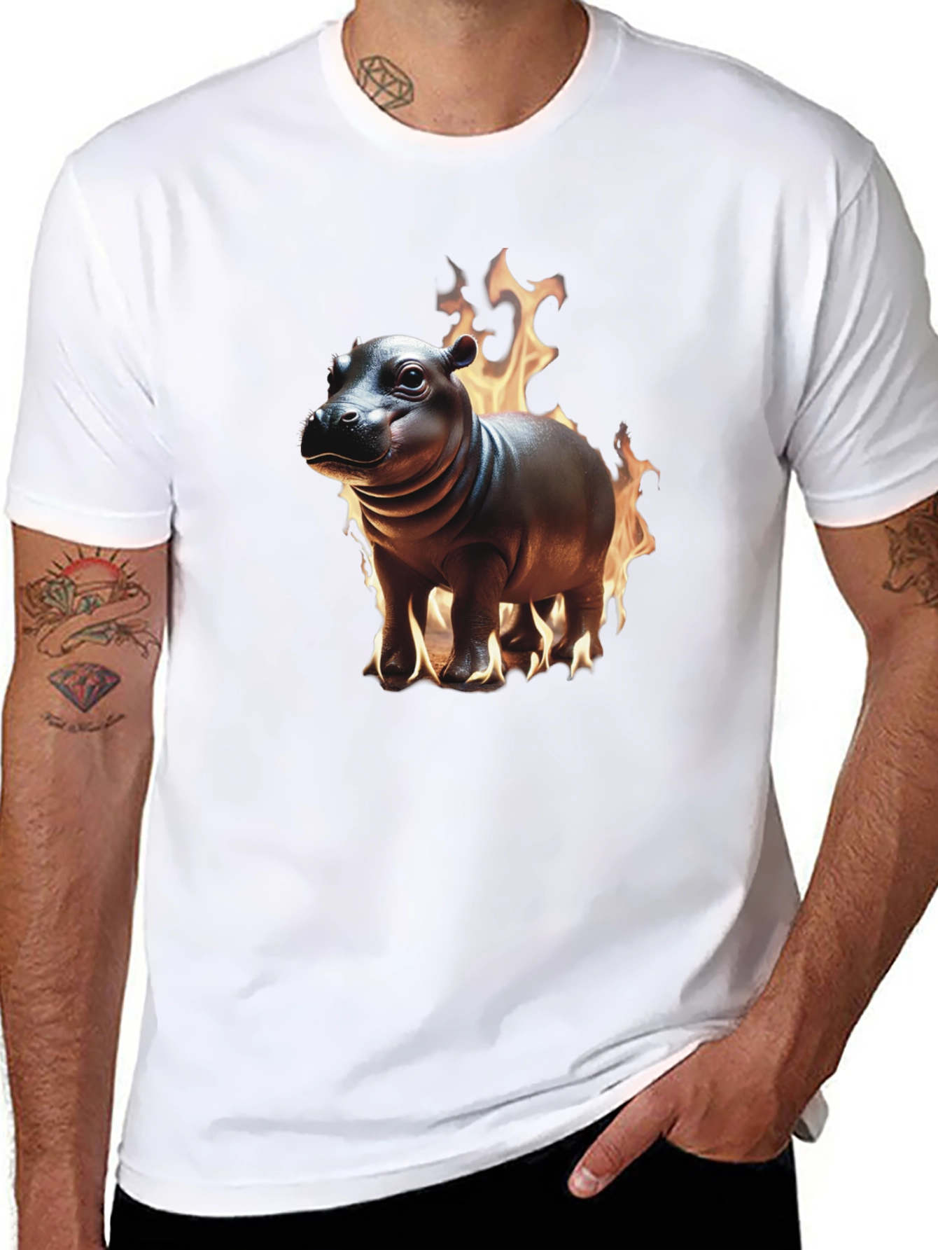 Flaming Hippo Graphic Tee - Unique Design!