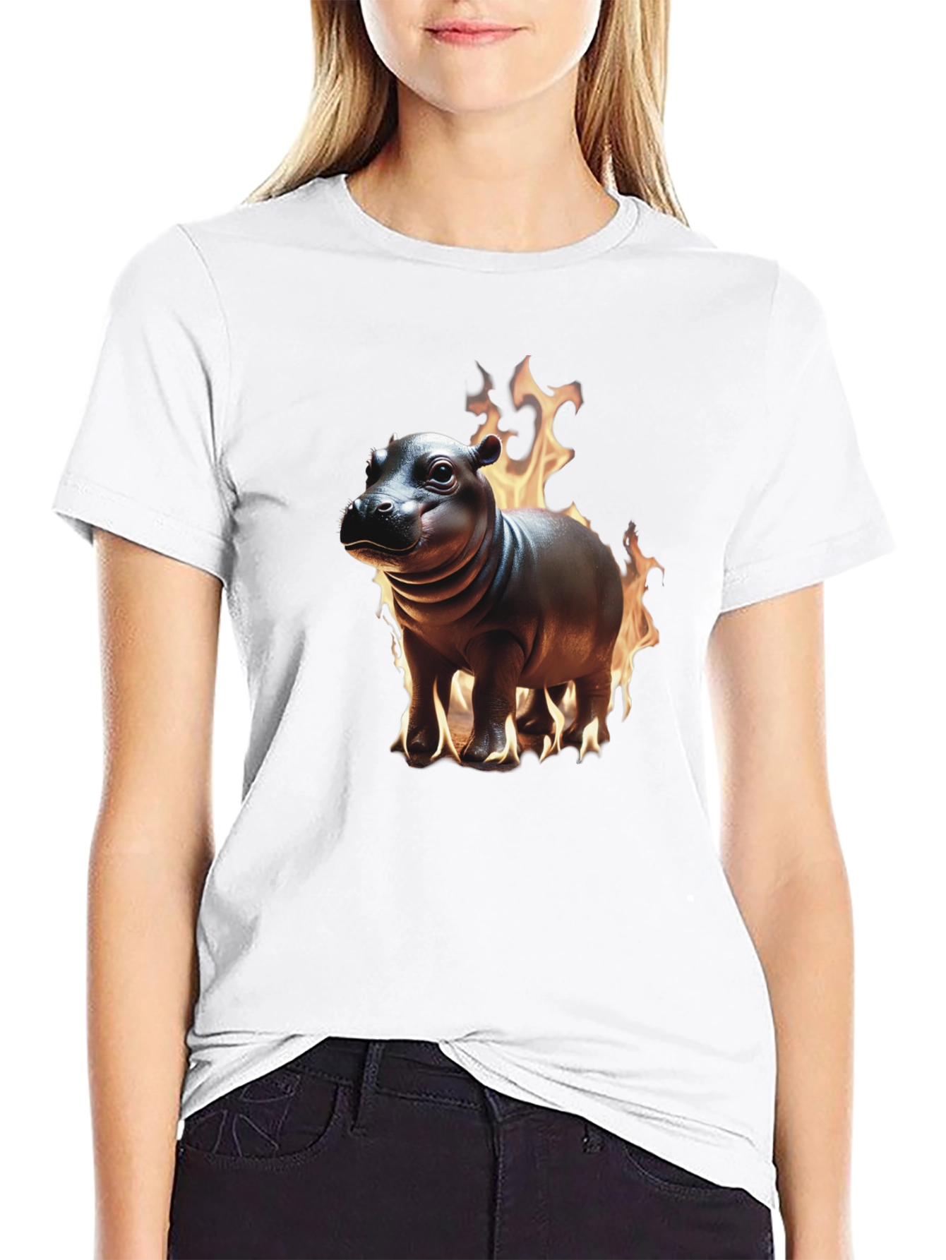 Flaming Hippo Graphic Tee - Unique Design!