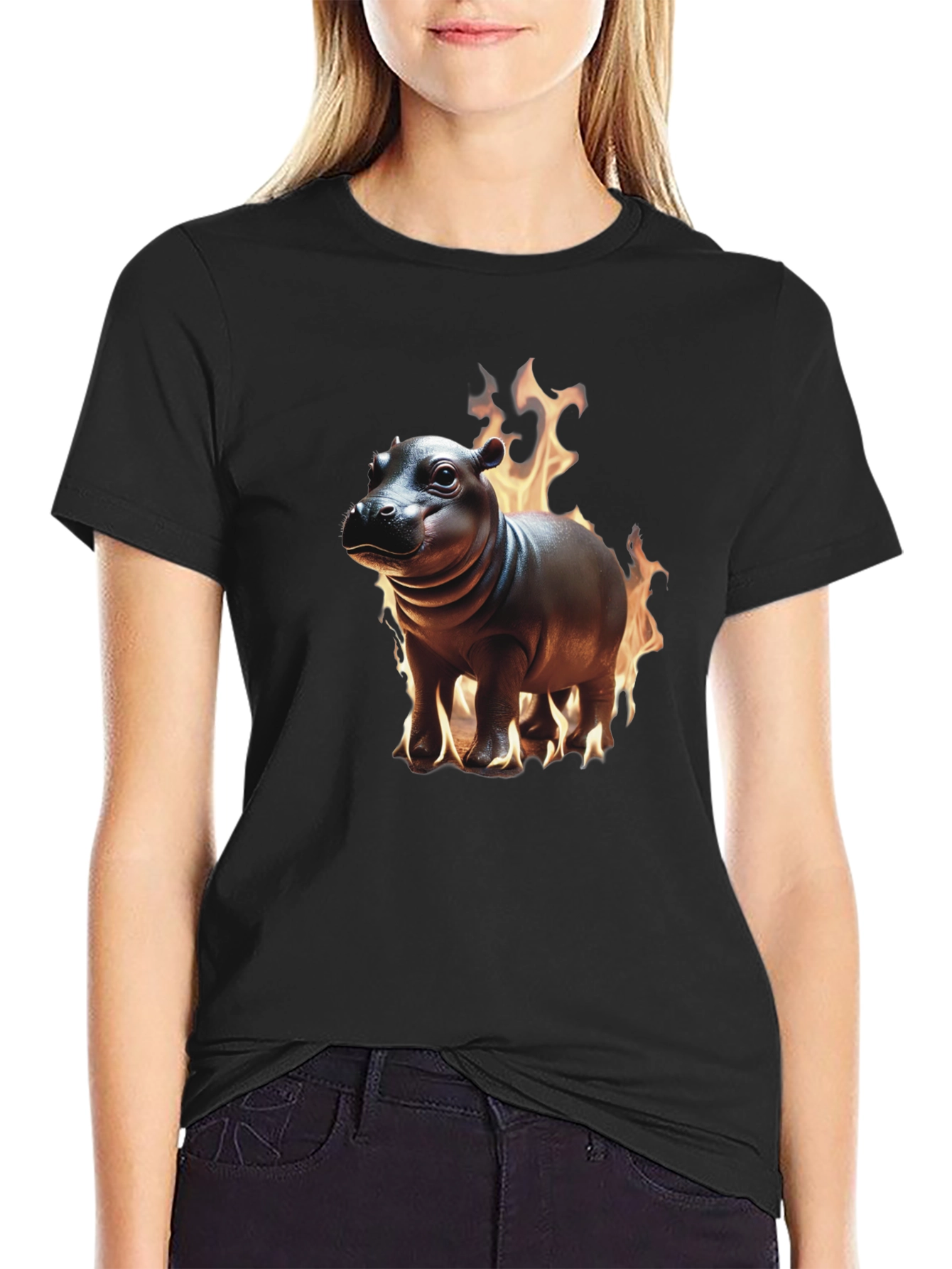 Flaming Hippo Graphic Tee - Unique Design!