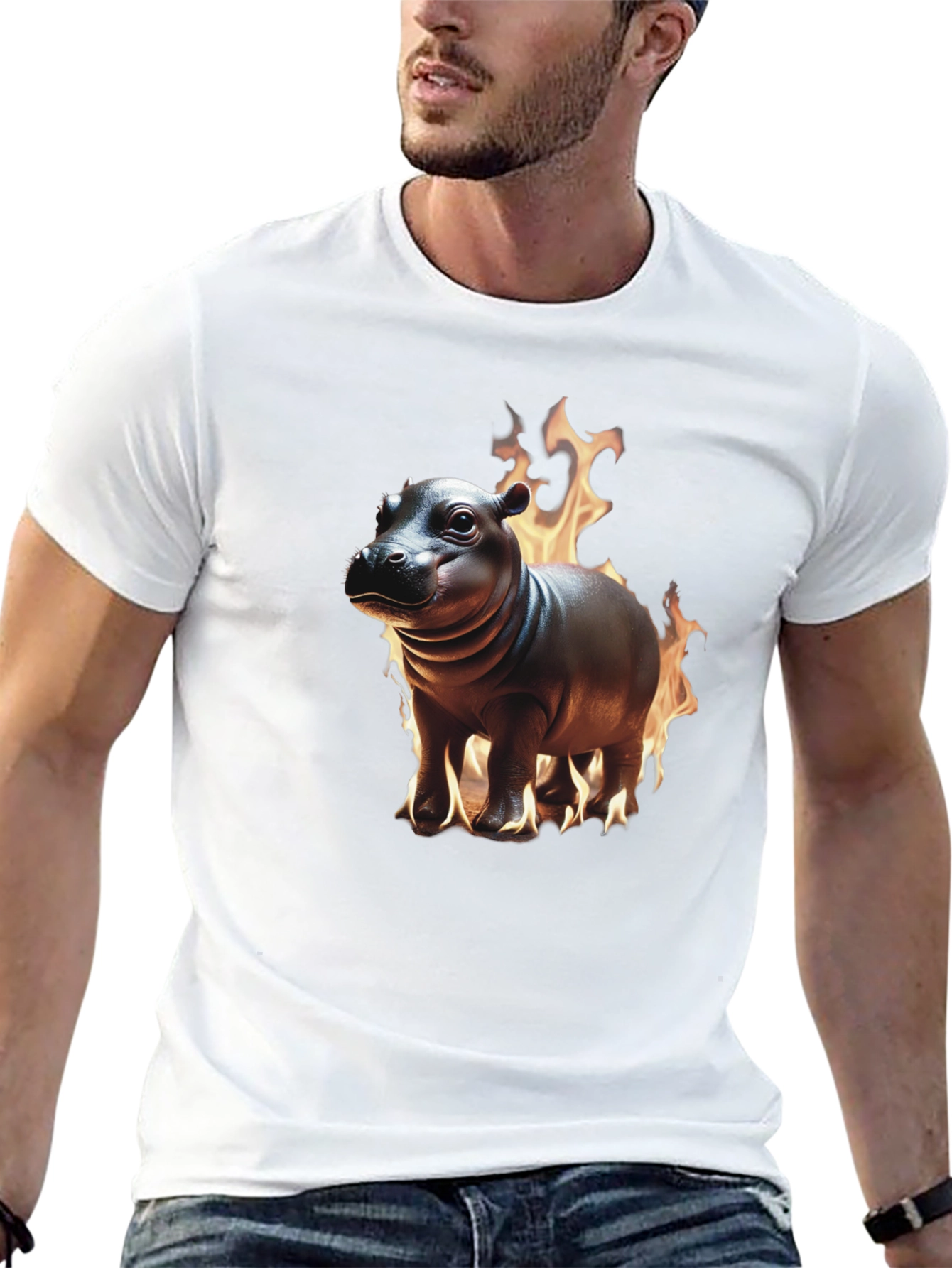 Flaming Hippo Graphic Tee - Unique Design!