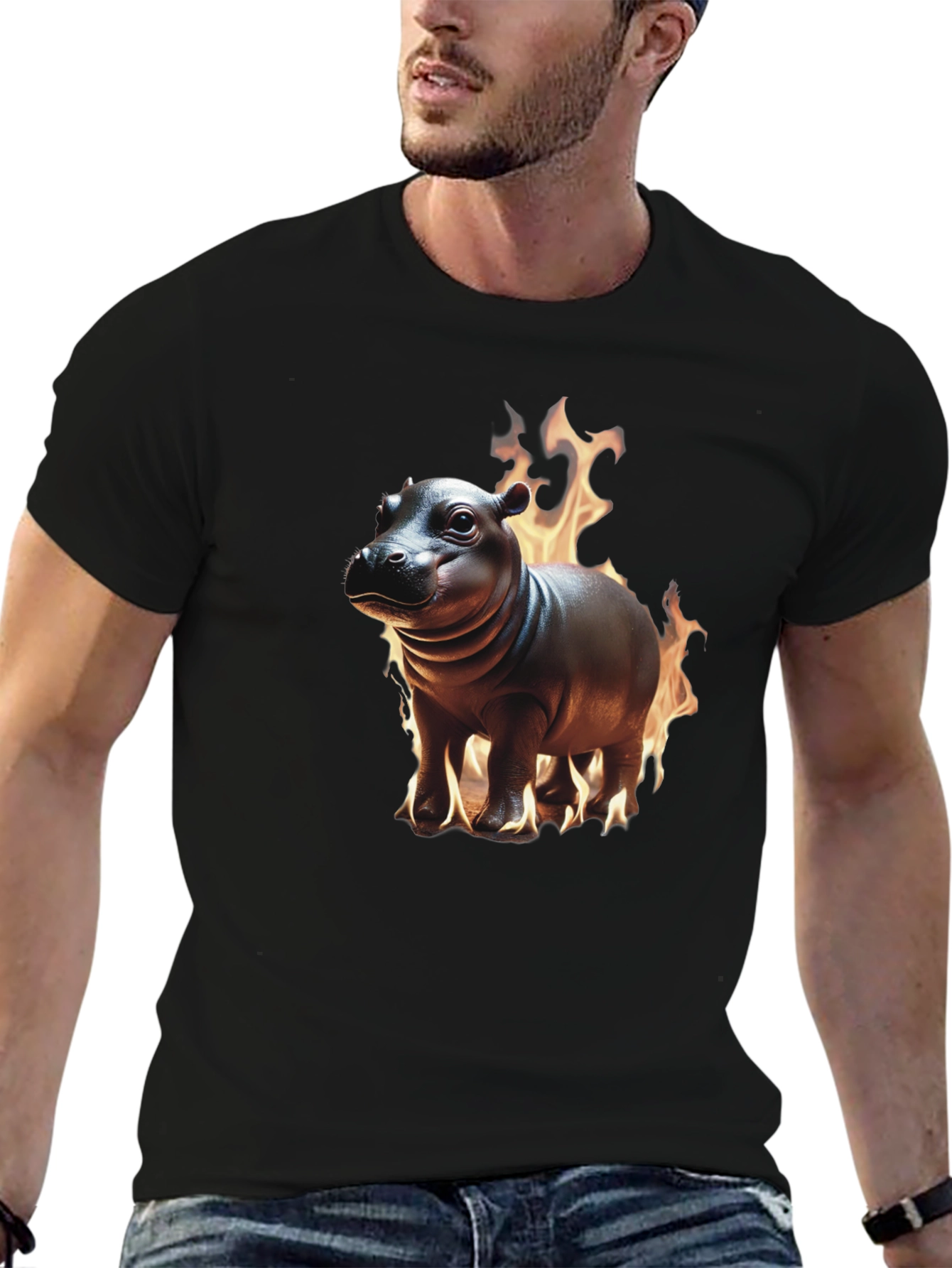 Flaming Hippo Graphic Tee - Unique Design!