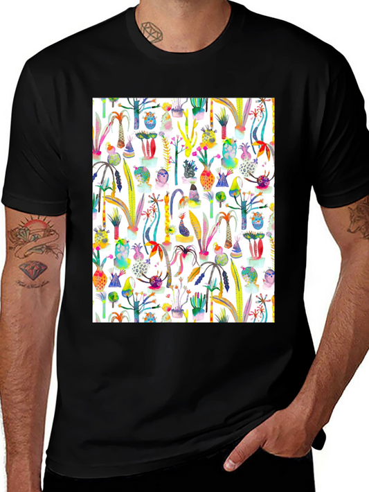 Watercolor Cactus Print Tee - Unique Graphic T-Shirt