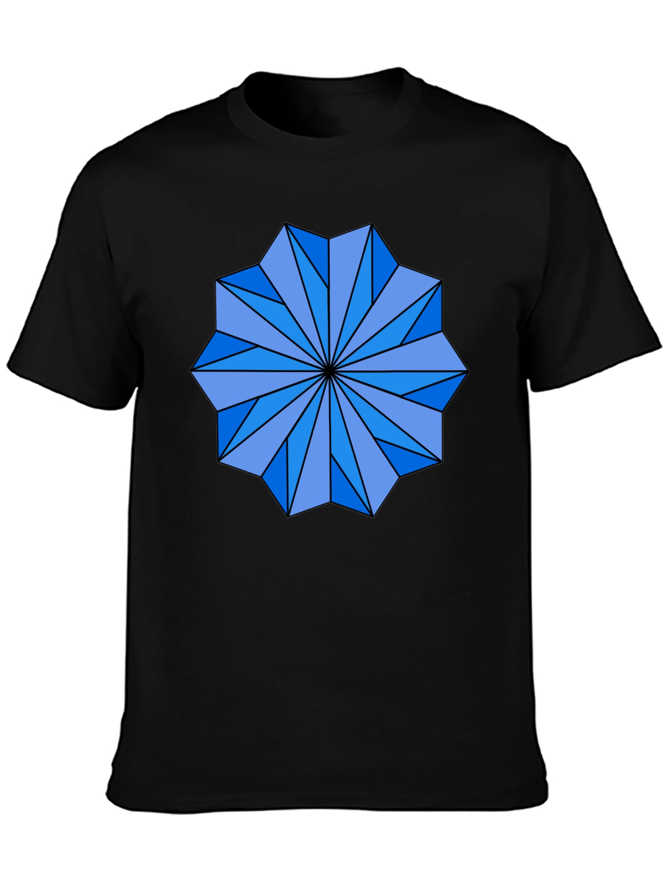 Geometric Starburst Graphic Tee - Black Cotton Blend Shirt