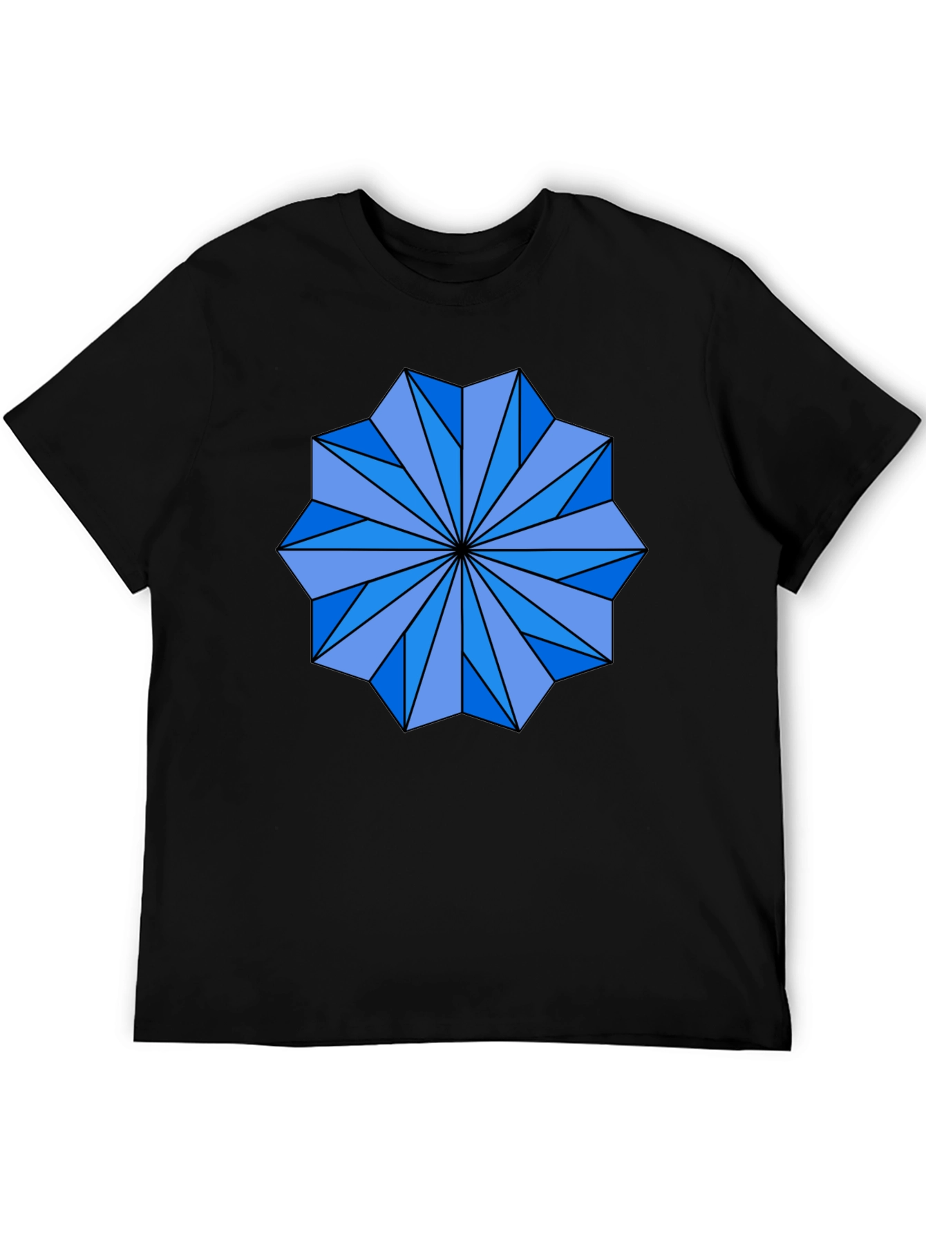 Geometric Starburst Graphic Tee - Black Cotton Blend Shirt