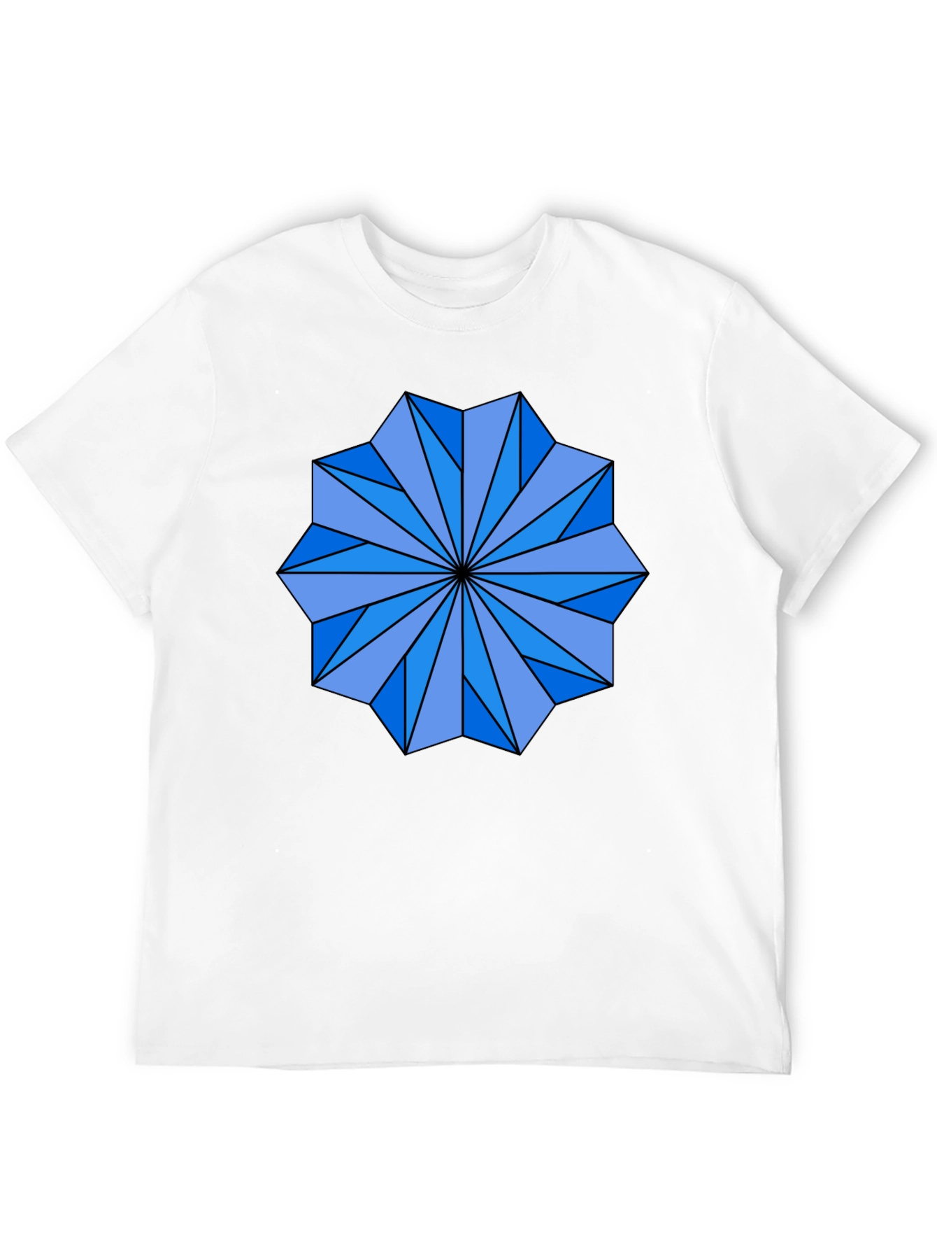 Geometric Starburst Graphic Tee - Black Cotton Blend Shirt