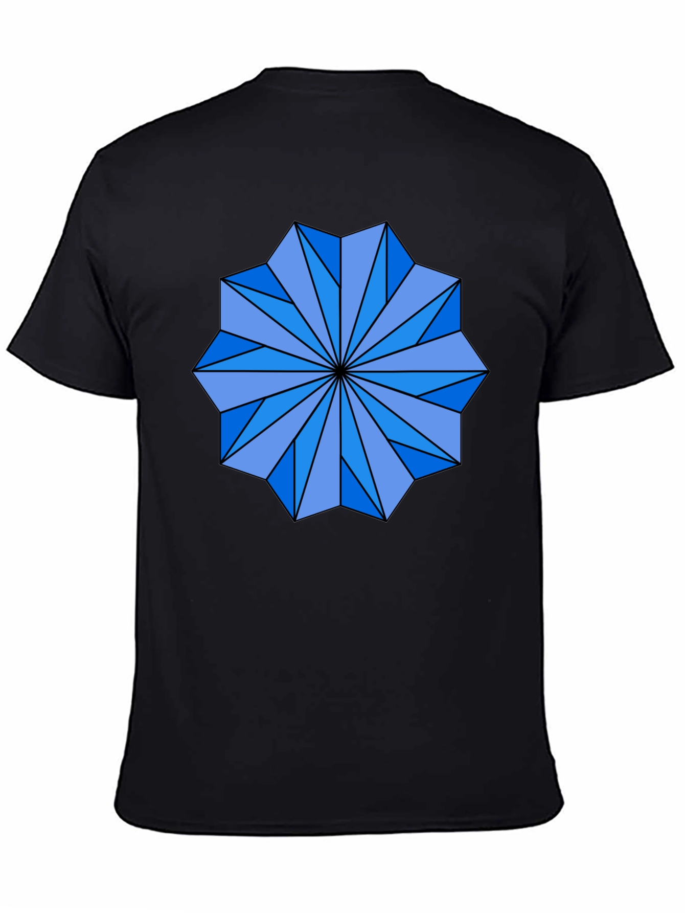 Geometric Starburst Graphic Tee - Black Cotton Blend Shirt