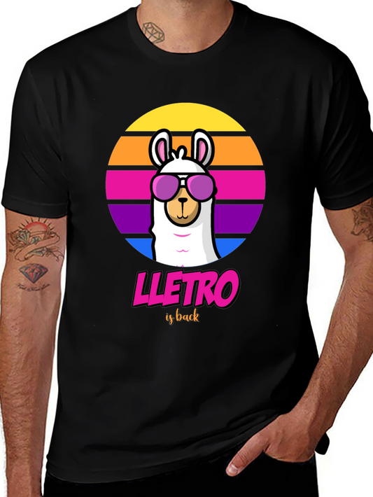 LLETRO Llama Retro Style T-Shirt
