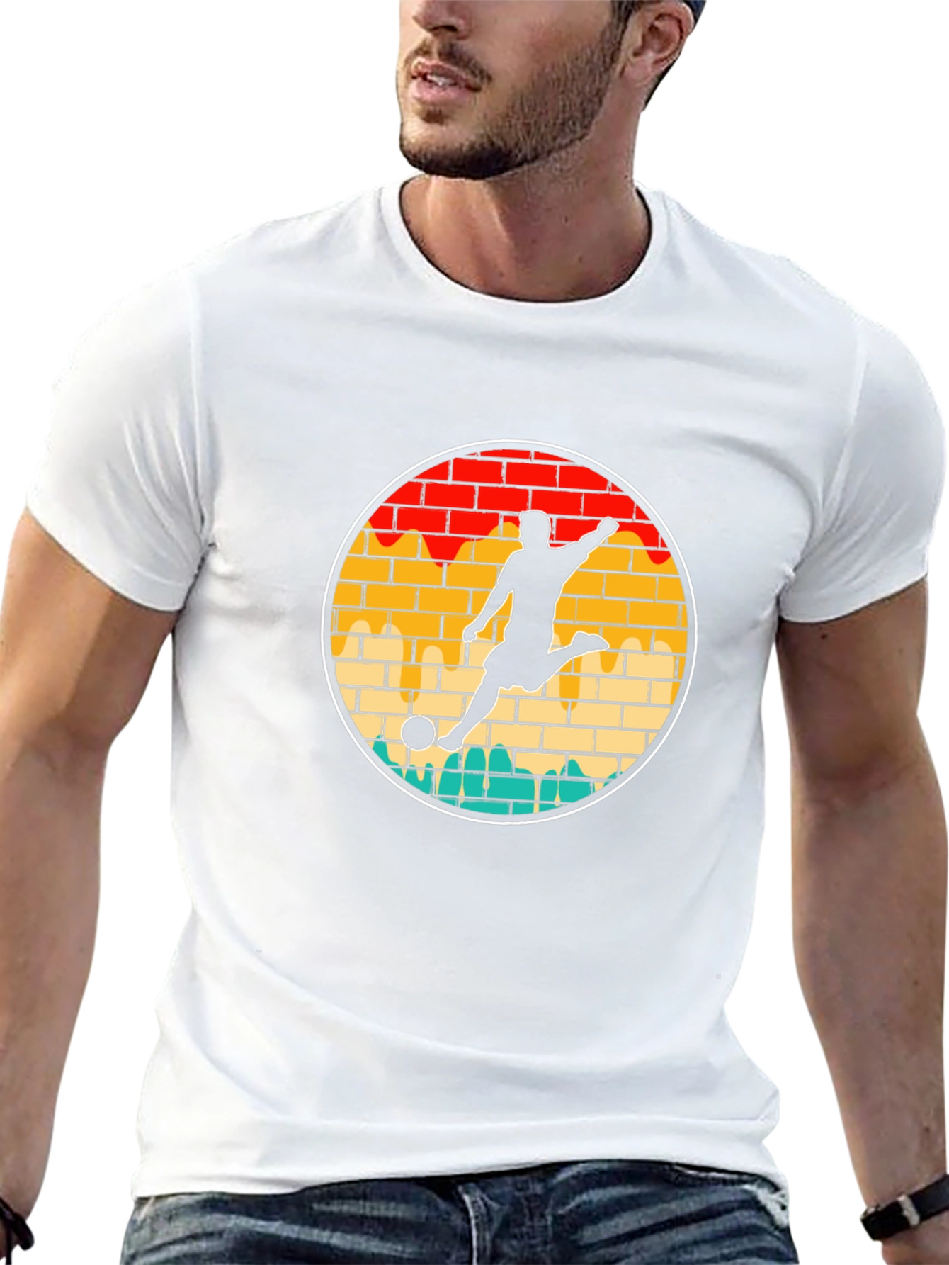 Retro Soccer Player Graphic T-Shirt