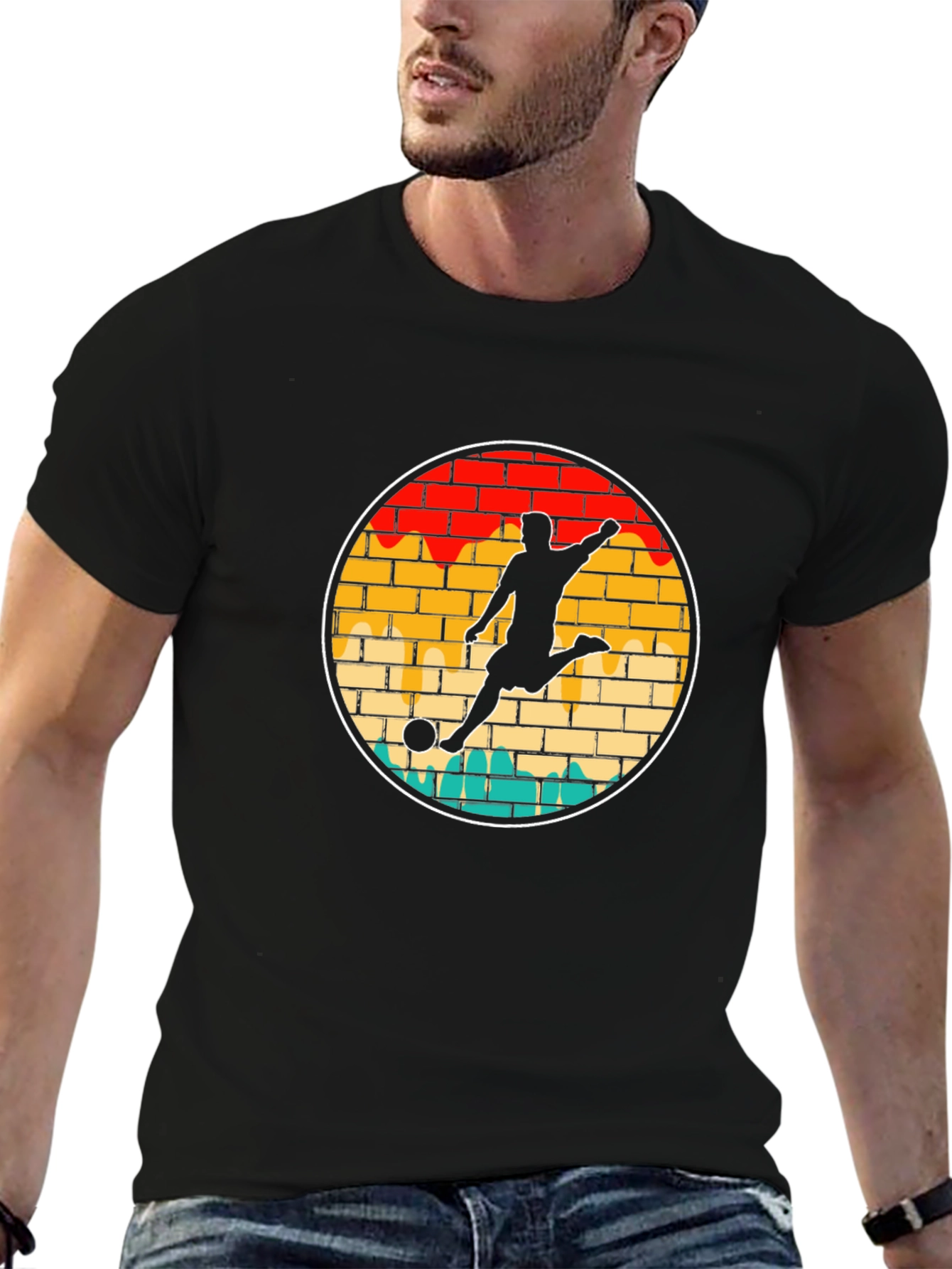 Retro Soccer Player Graphic T-Shirt