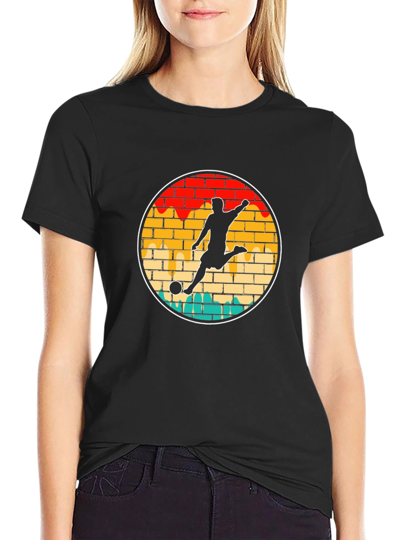 Retro Soccer Player Graphic T-Shirt