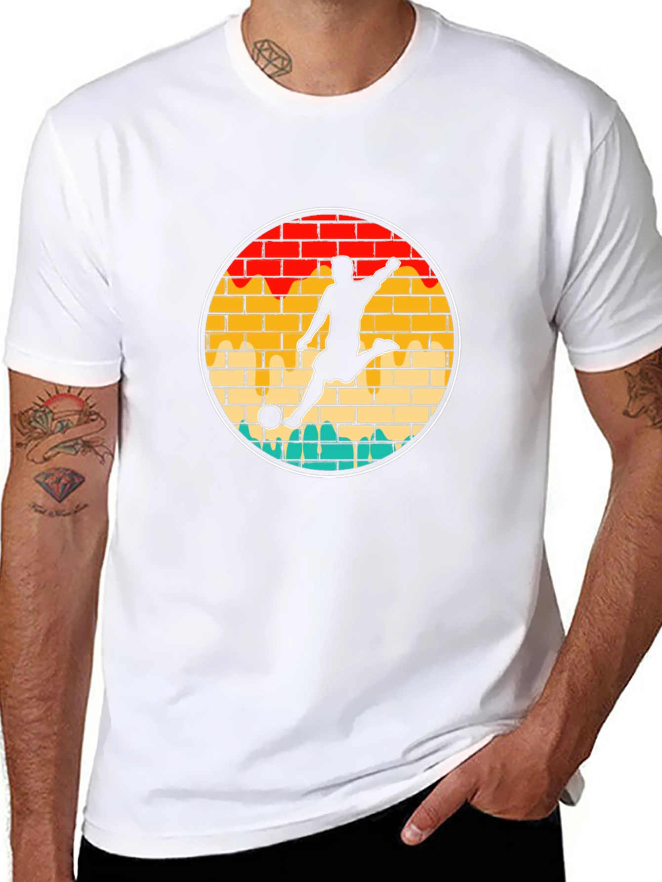 Retro Soccer Player Graphic T-Shirt
