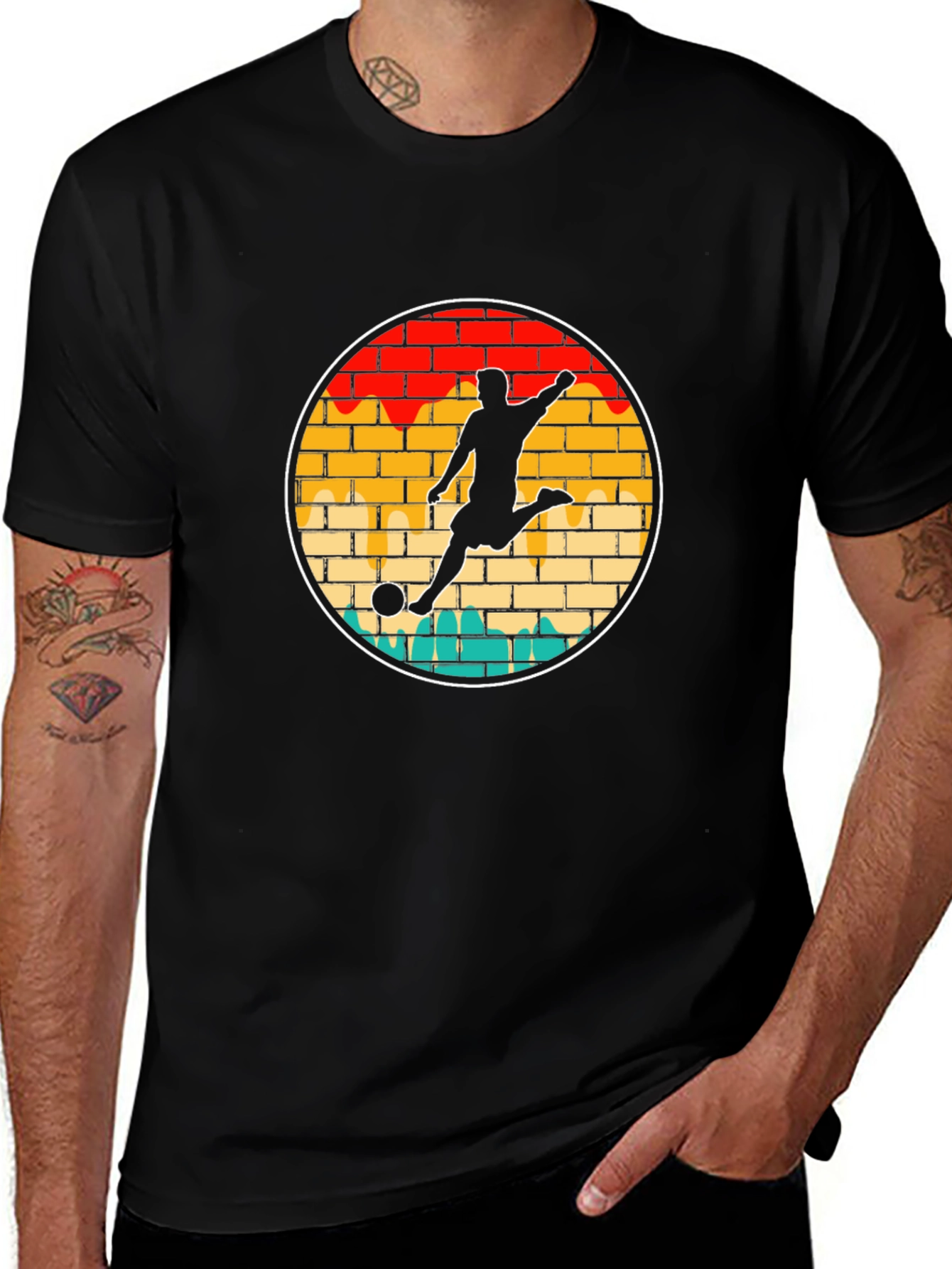 Retro Soccer Player Graphic T-Shirt