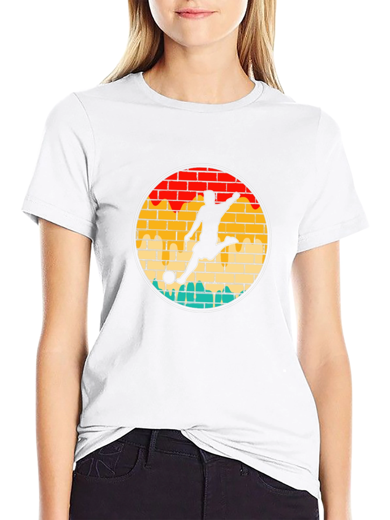 Retro Soccer Player Graphic T-Shirt