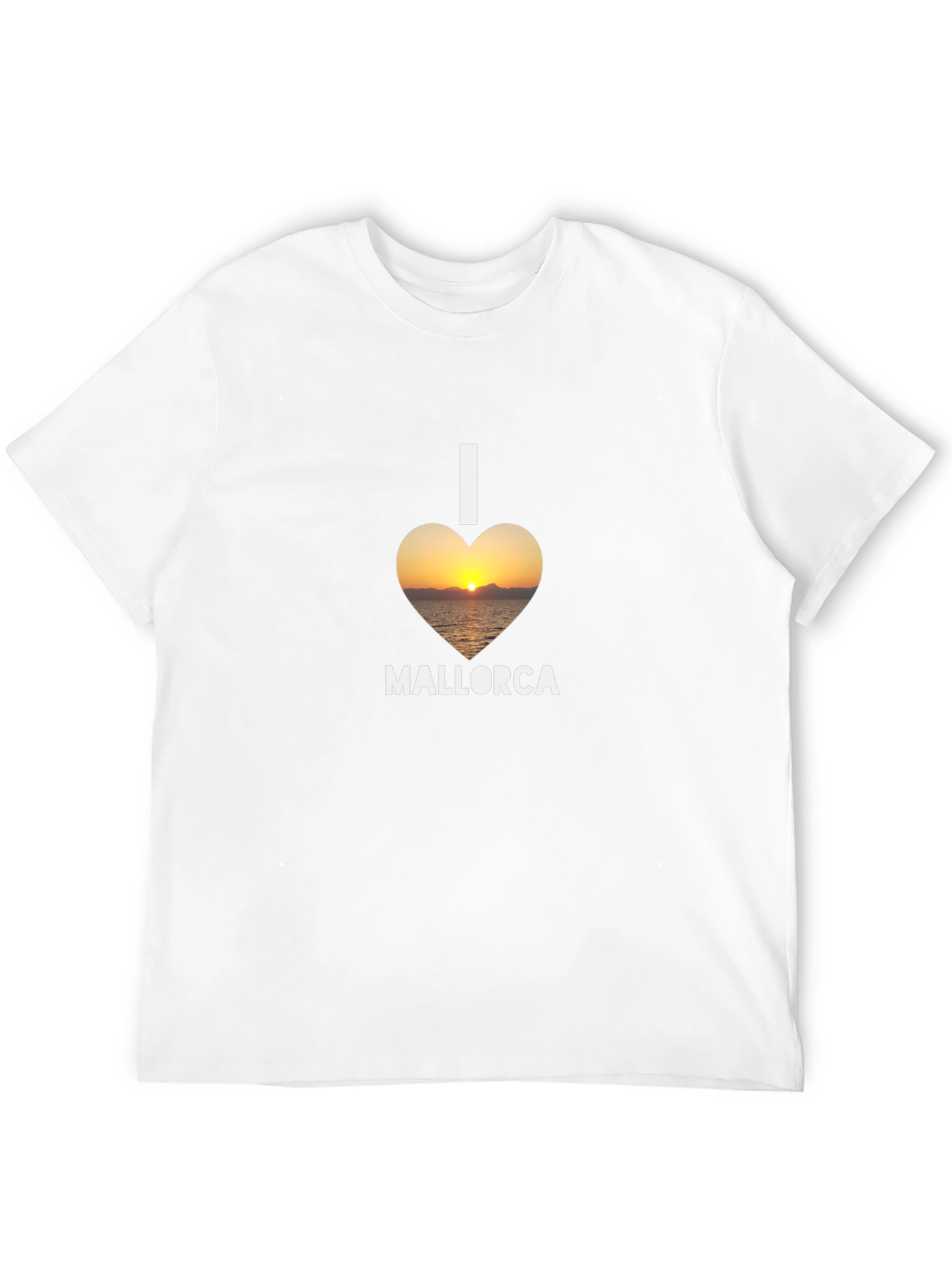 I Love Mallorca T-Shirt - Sunset Heart Design