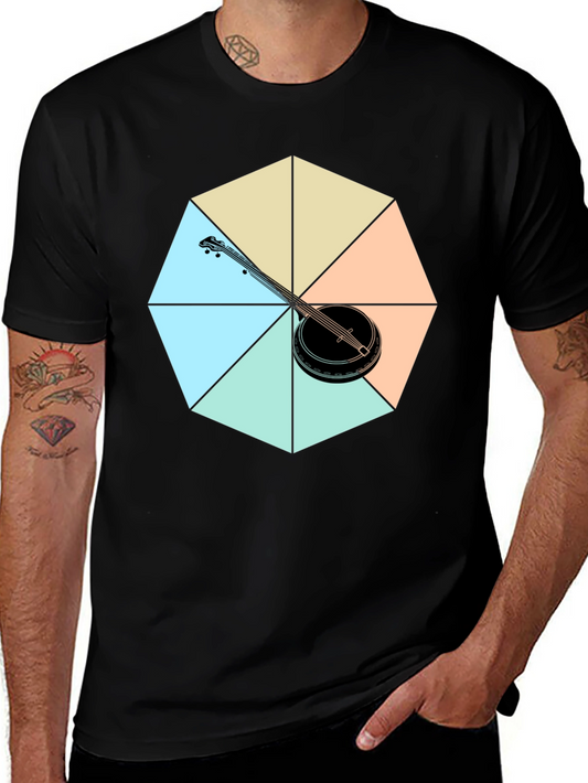 Banjo Octagon Black T-Shirt - Musical Instrument Tee